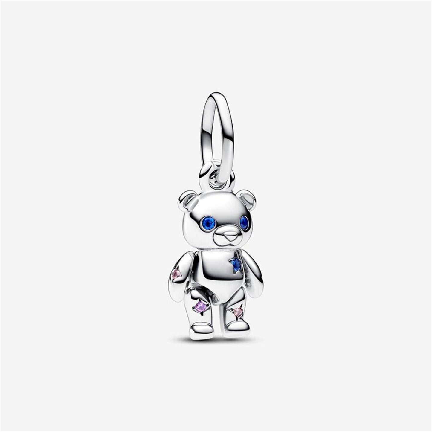 S925 Sterling Silver Movable Teddy Bear Dangle Charm
