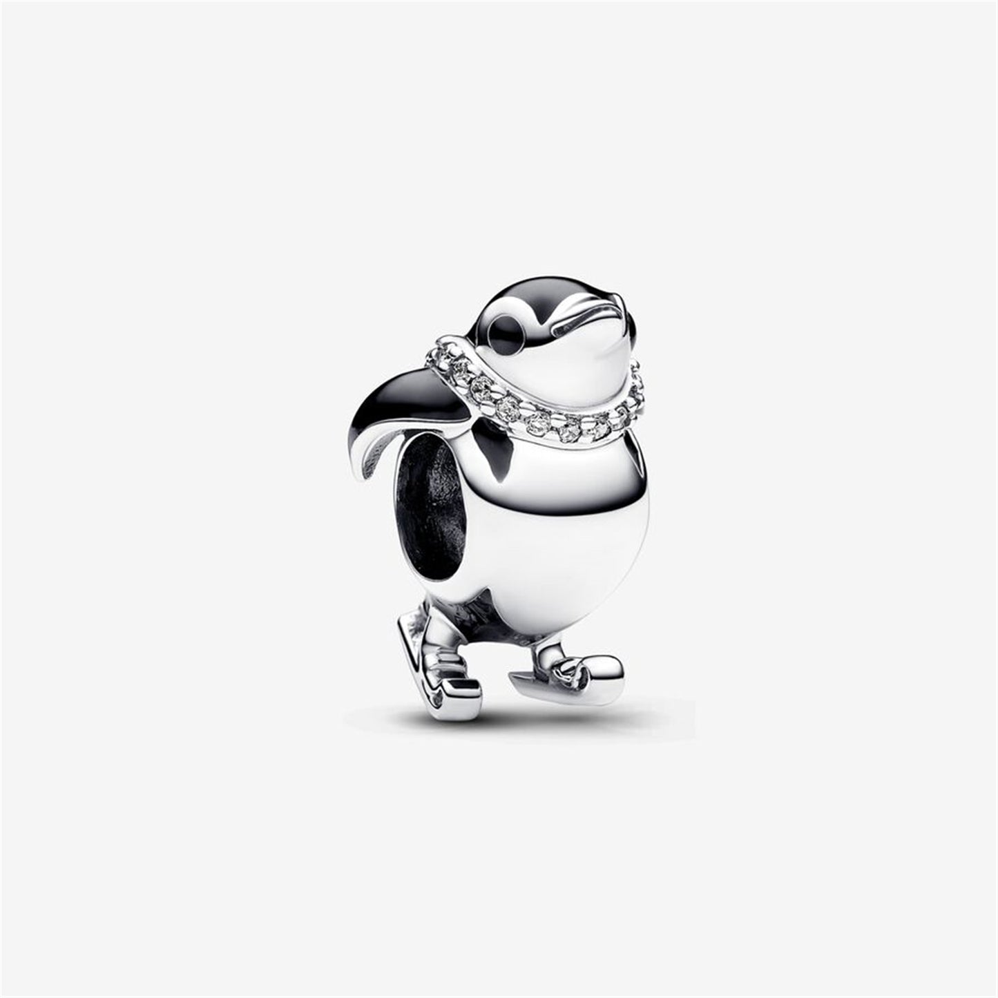 S925 Sterling Silver Skiing Penguin Charm