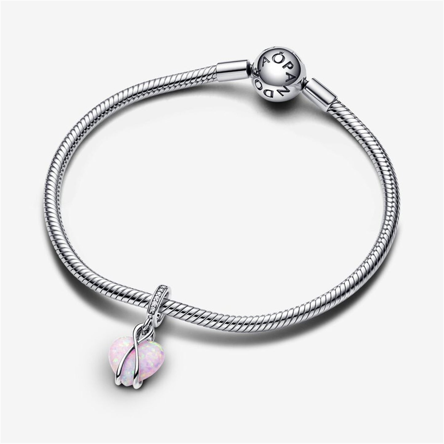 S925 Sterling Silver Mom Opalescent Heart Dangle Charm