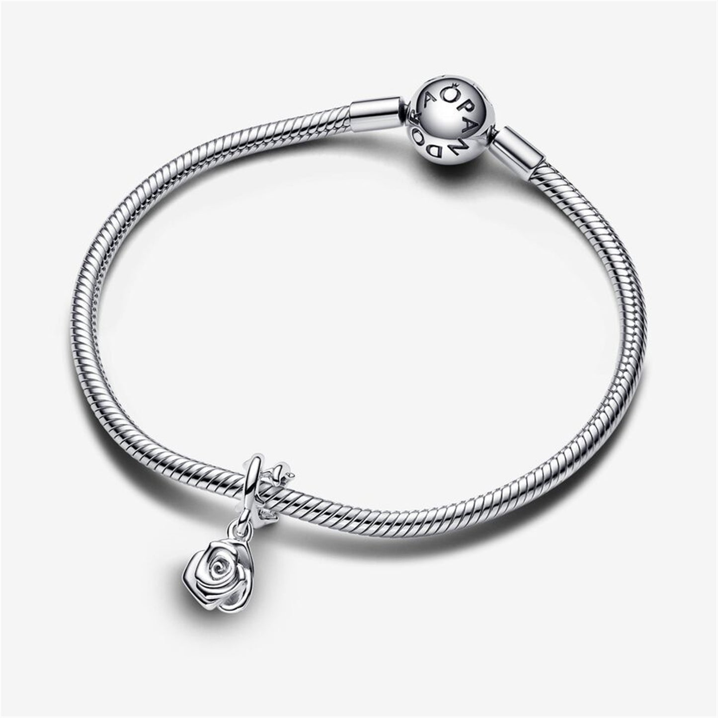 S925 sterling silver Rose in Bloom Dangle Charm