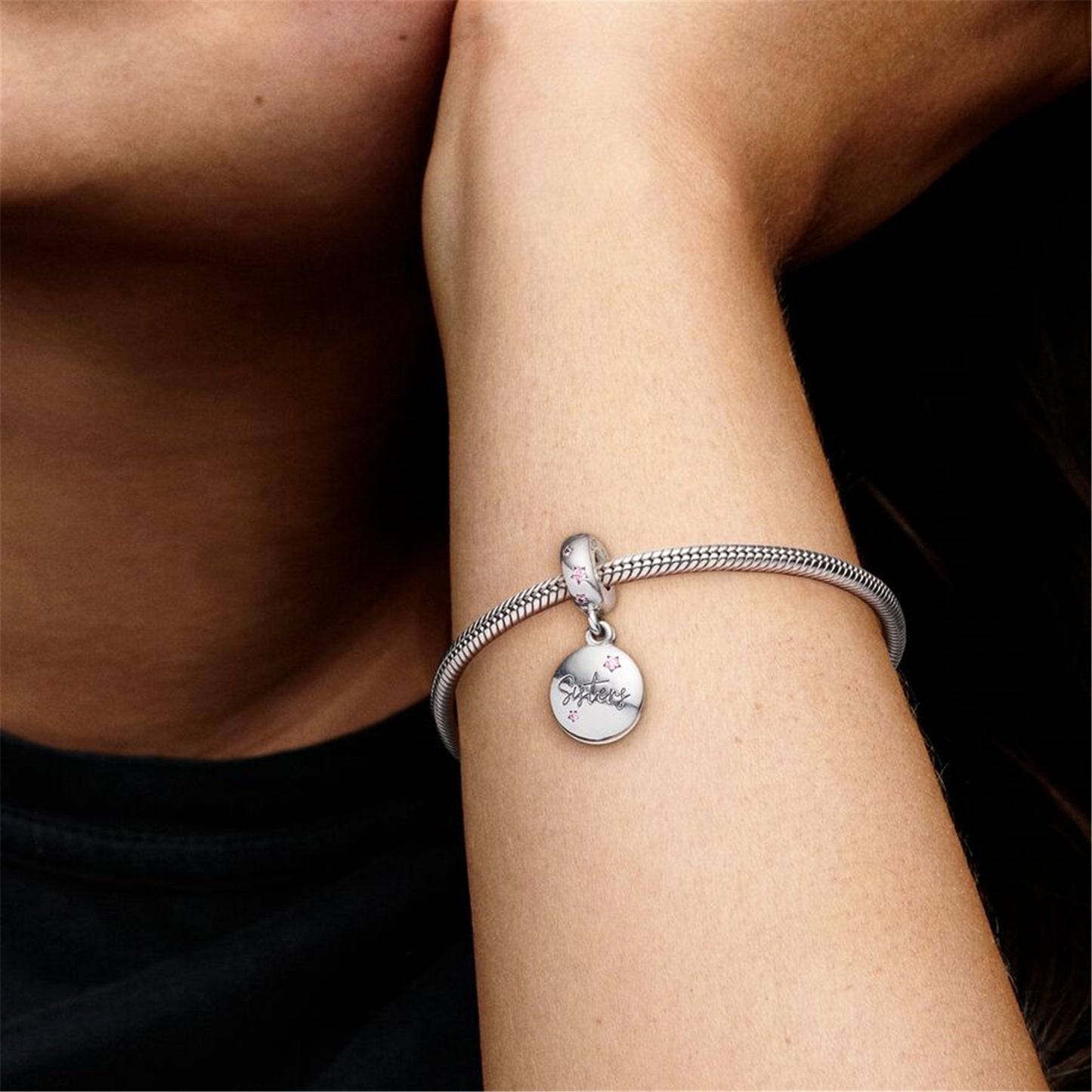 S925 Sterling Silver Forever Sisters Dangle Charm