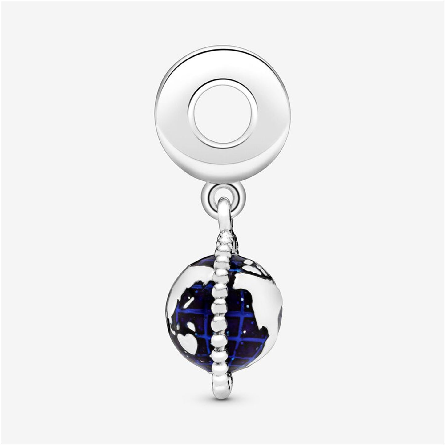 S925 Sterling Silver Spinning Globe Dangle Charm