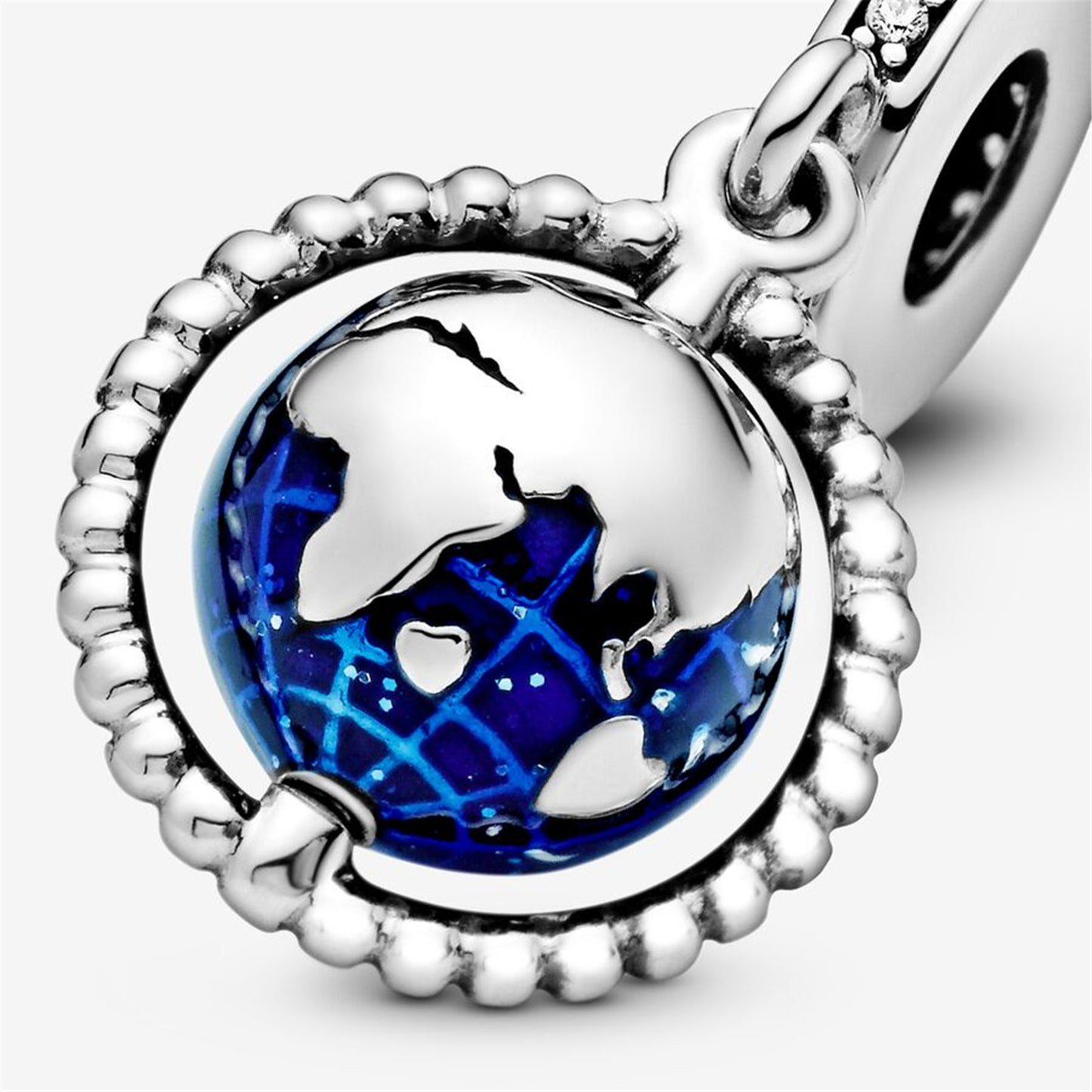 S925 Sterling Silver Spinning Globe Dangle Charm