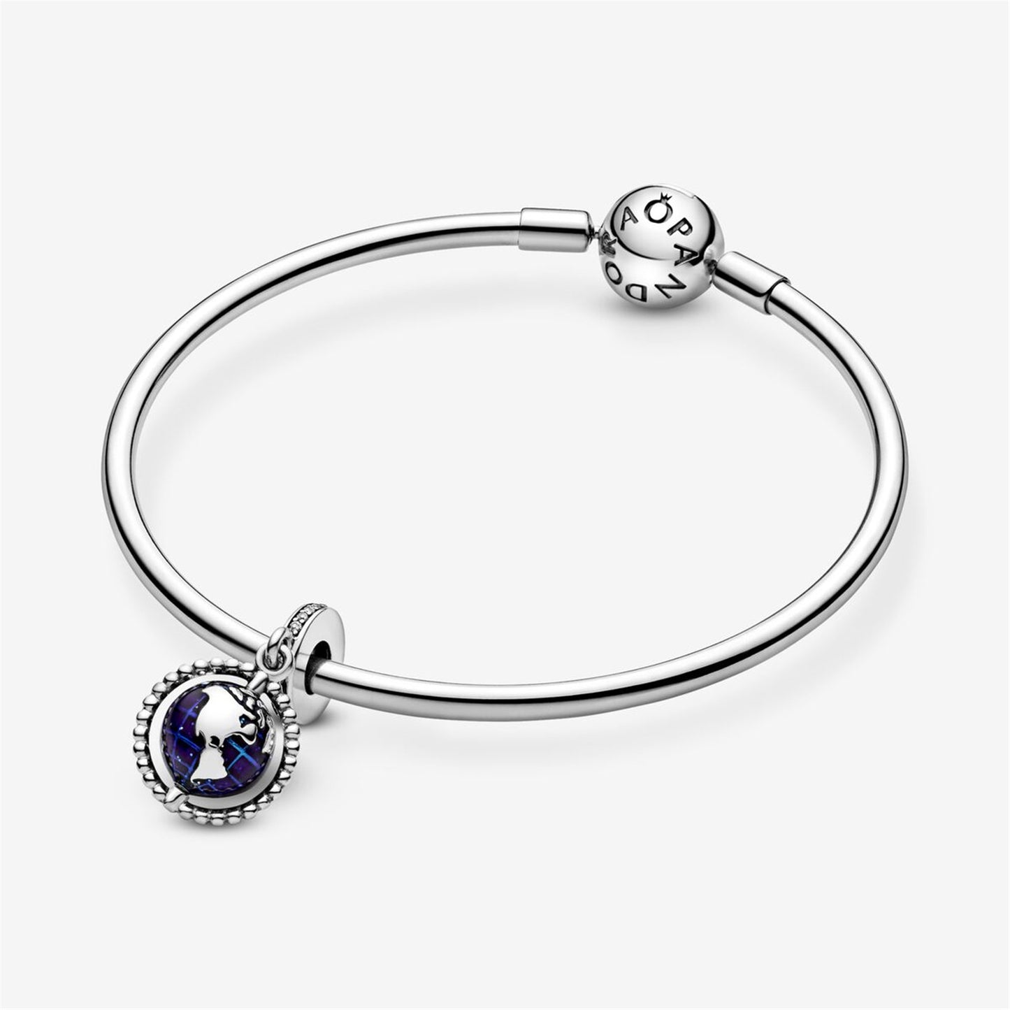 S925 Sterling Silver Spinning Globe Dangle Charm