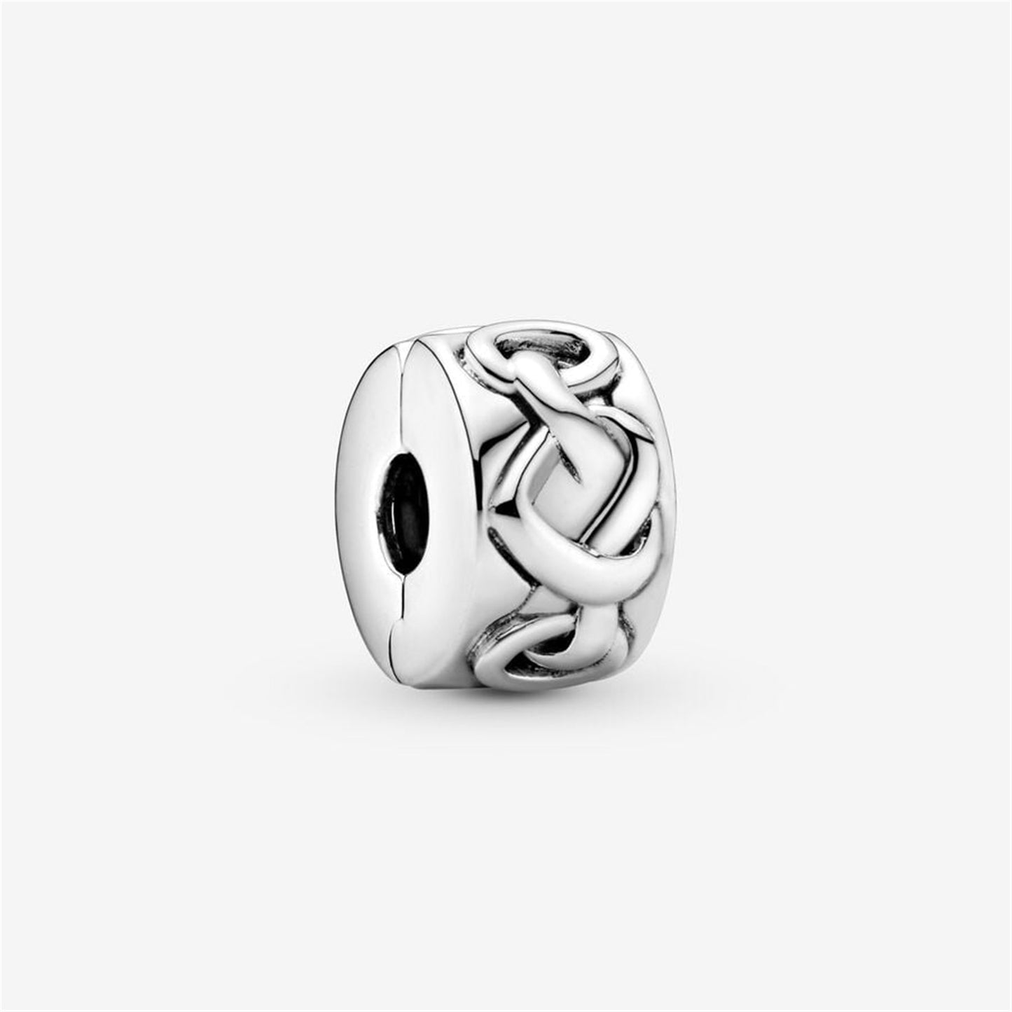 S925 sterling silver Knotted Hearts Clip Charm