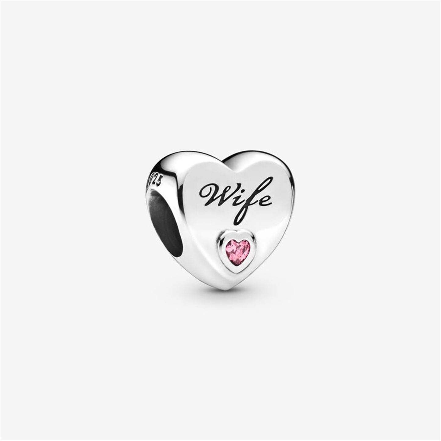 S925 Sterling Silver Wife Love Heart Charm