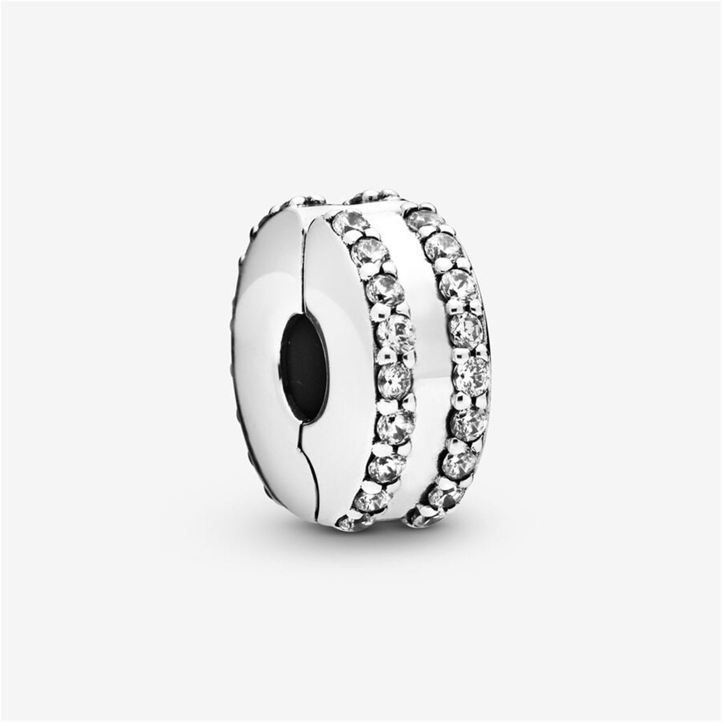 S925 sterling silver Double Lined Pavé Clip Charm