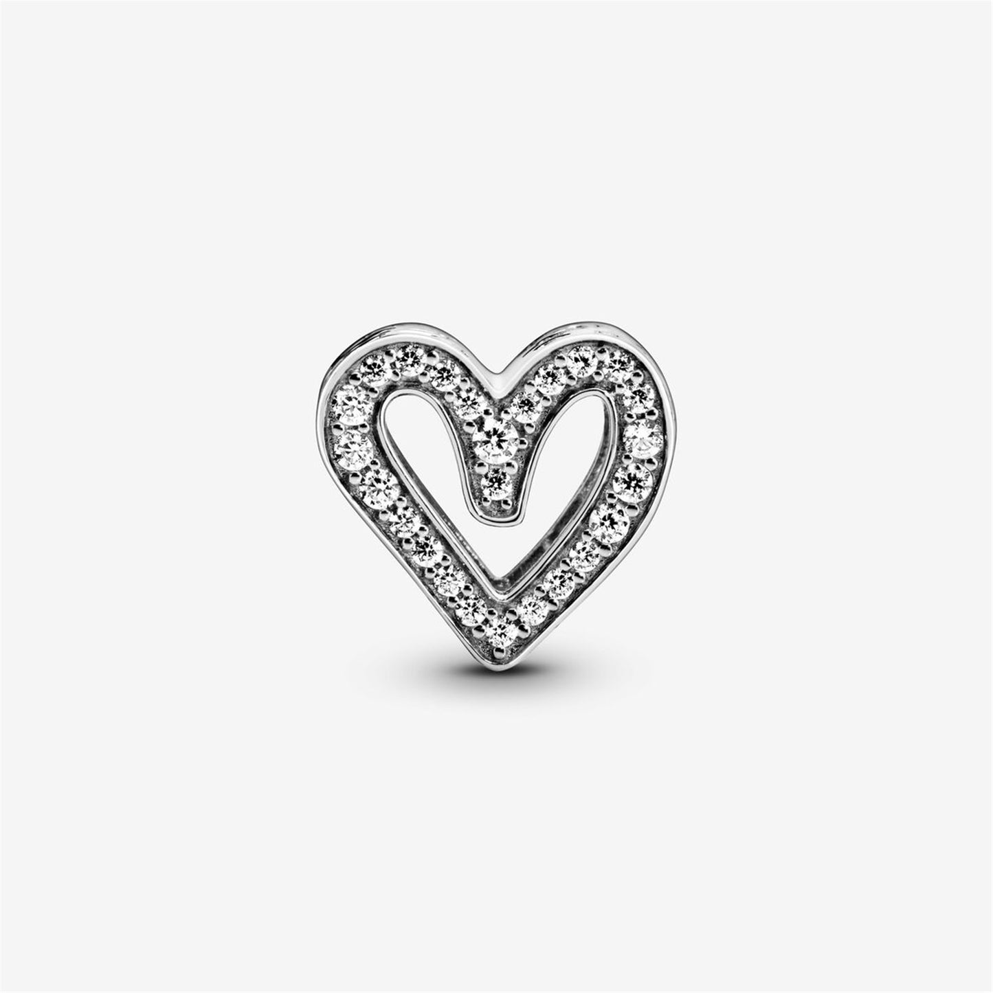 S925 Sterling Silver Sparkling Freehand Heart Charm