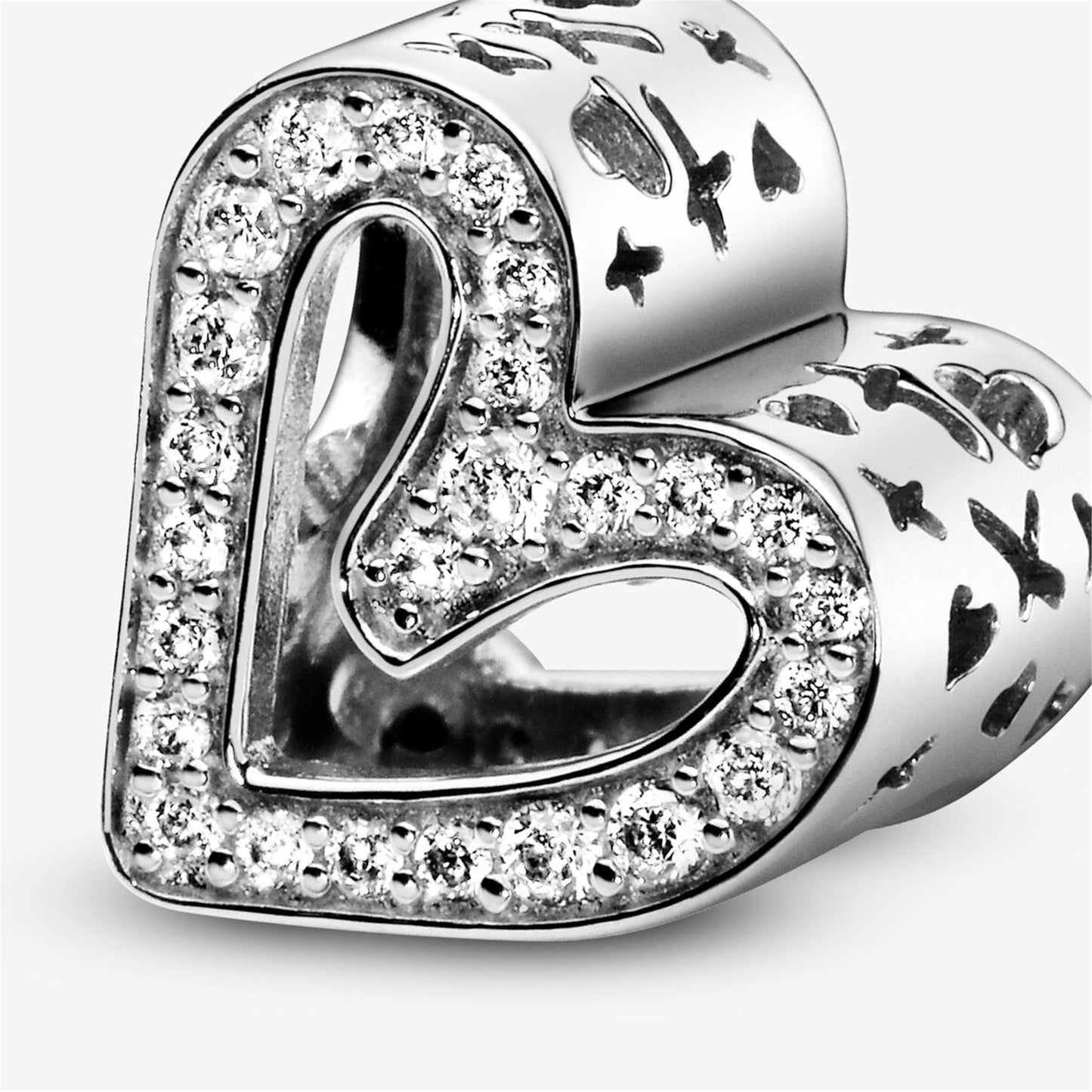S925 Sterling Silver Sparkling Freehand Heart Charm