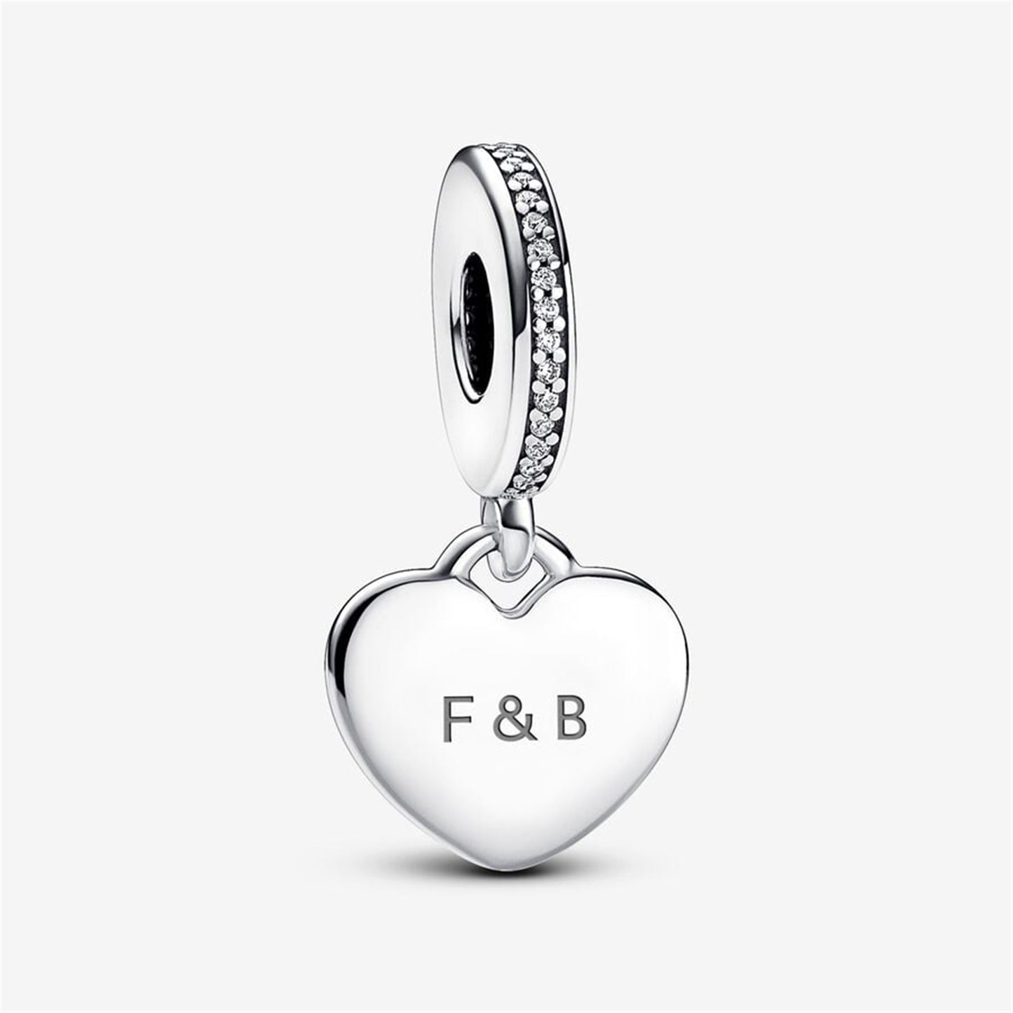 S925 Sterling Silver Engravable Heart Tag Dangle Charm