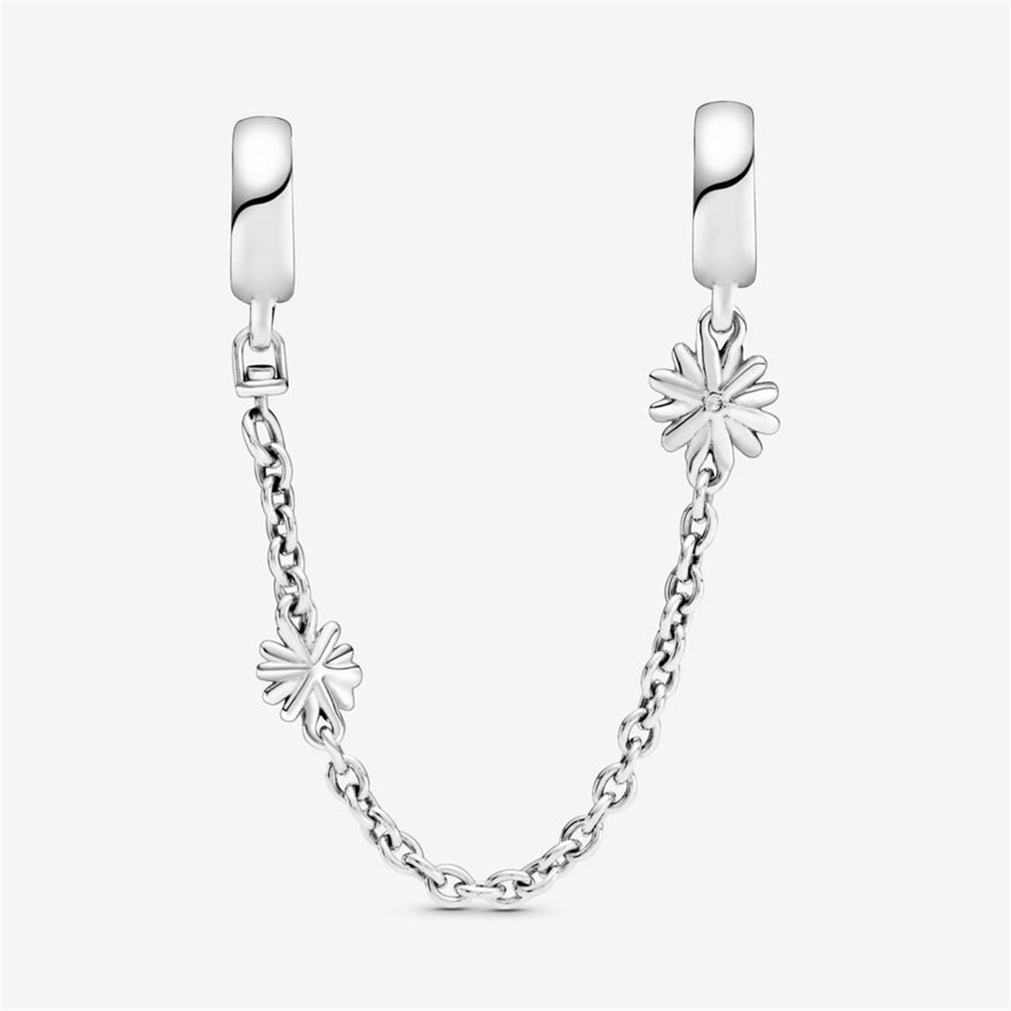 S925 Sterling Silver Daisy Flower Safety Chain Charm