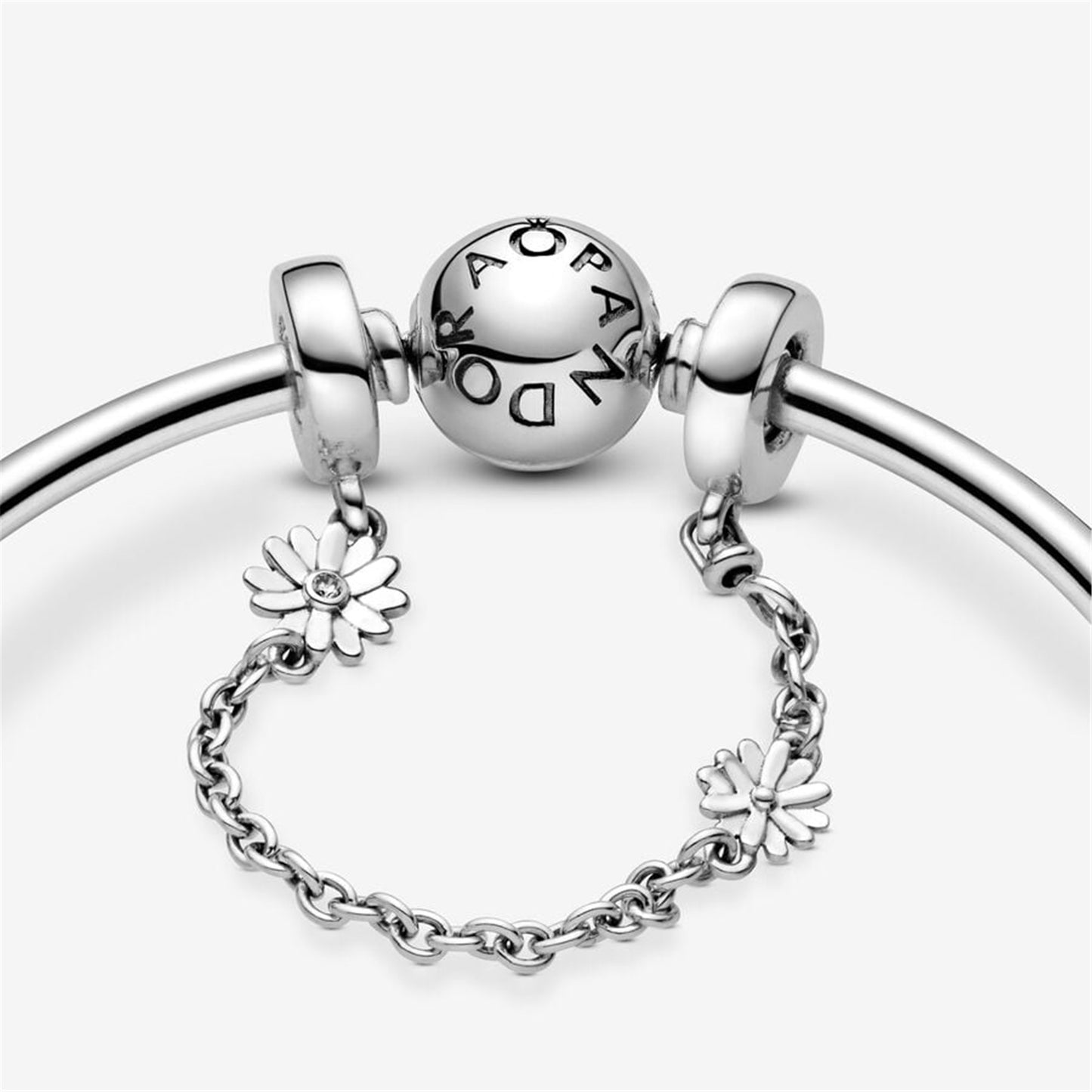 S925 Sterling Silver Daisy Flower Safety Chain Charm