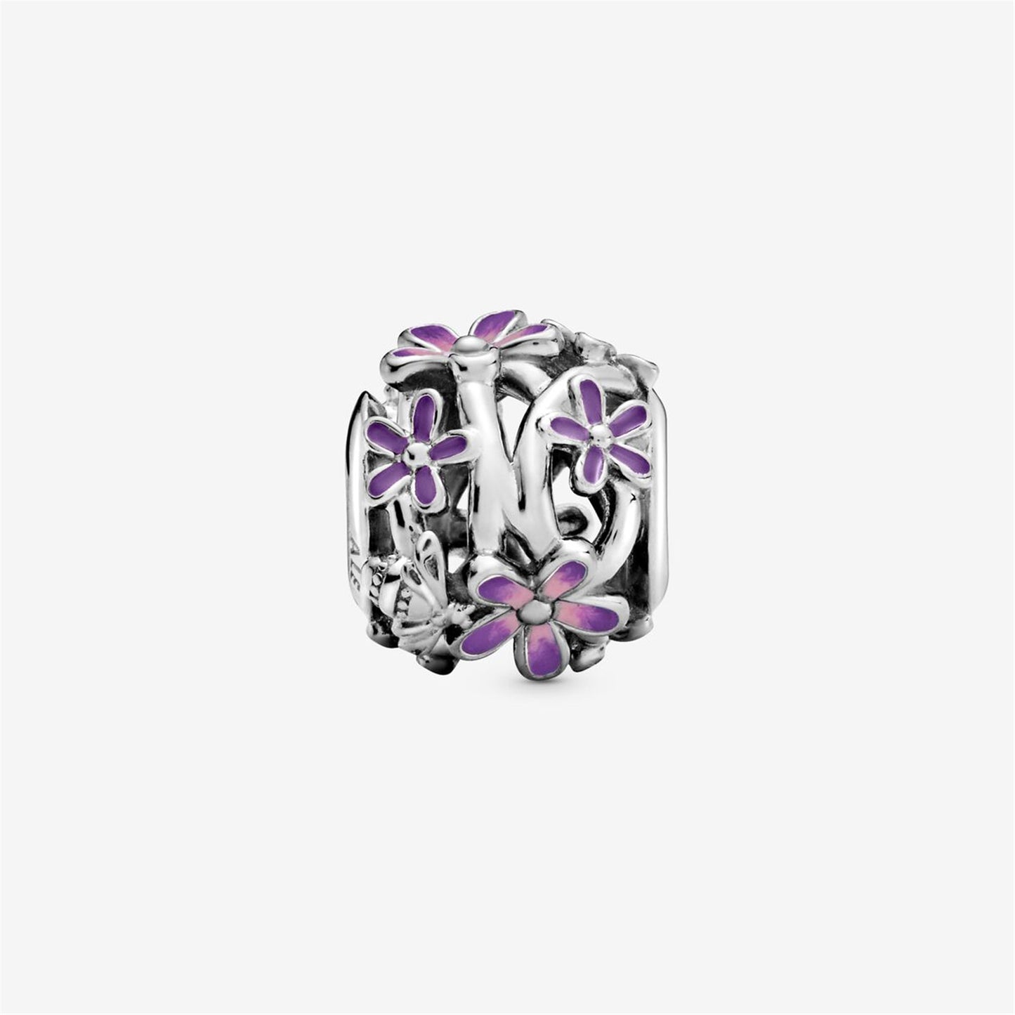 S925 Sterling Silver Openwork Purple Daisy Charm