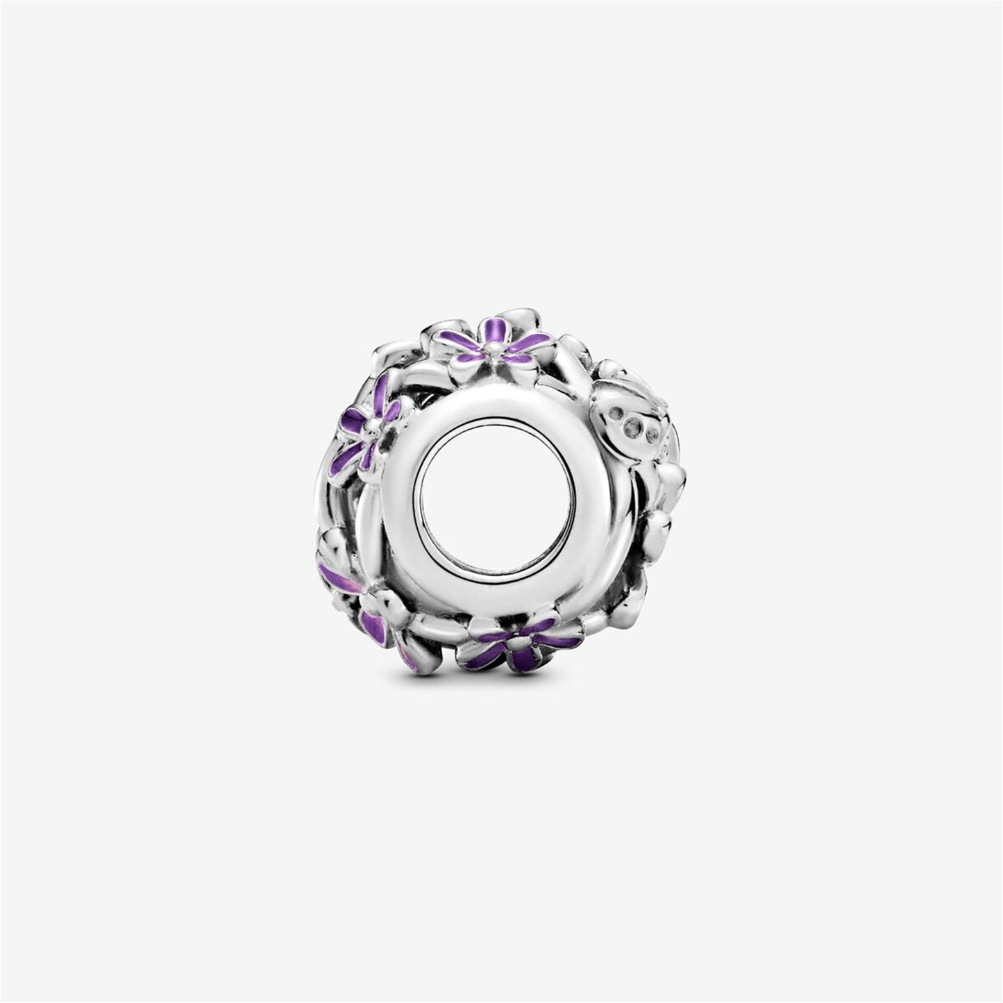 S925 Sterling Silver Openwork Purple Daisy Charm
