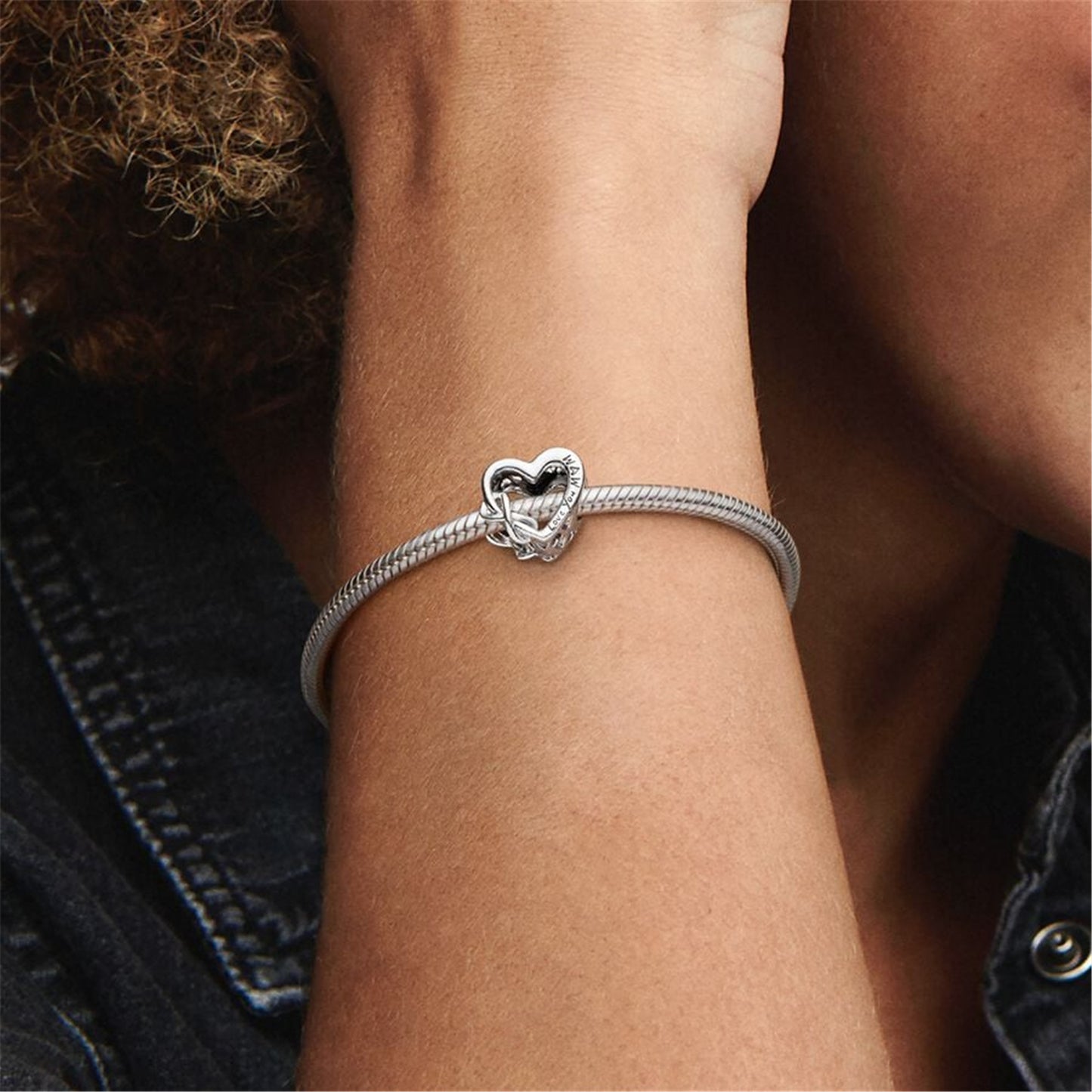 S925 sterling silver Love You Mom Infinity Heart Charm