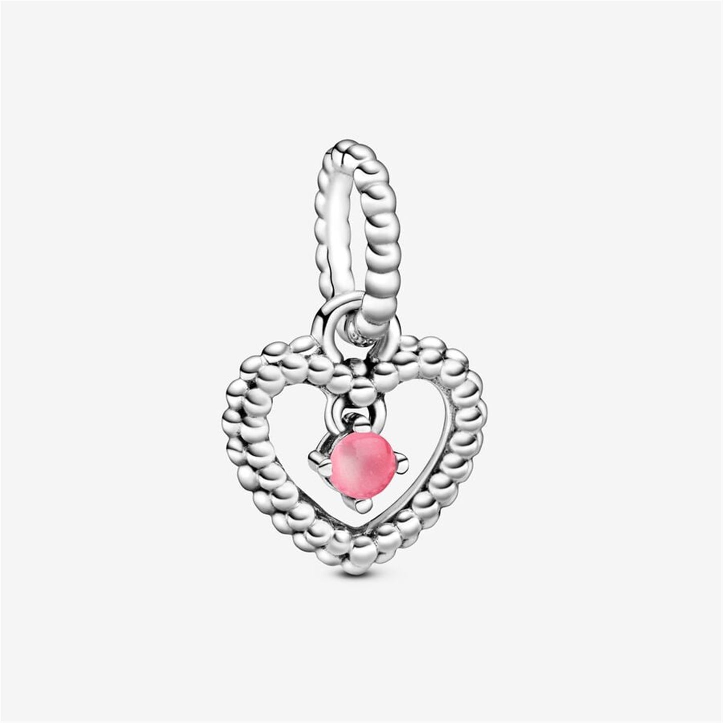 S925 Sterling Silver Birthstone Heart Dangle Charm
