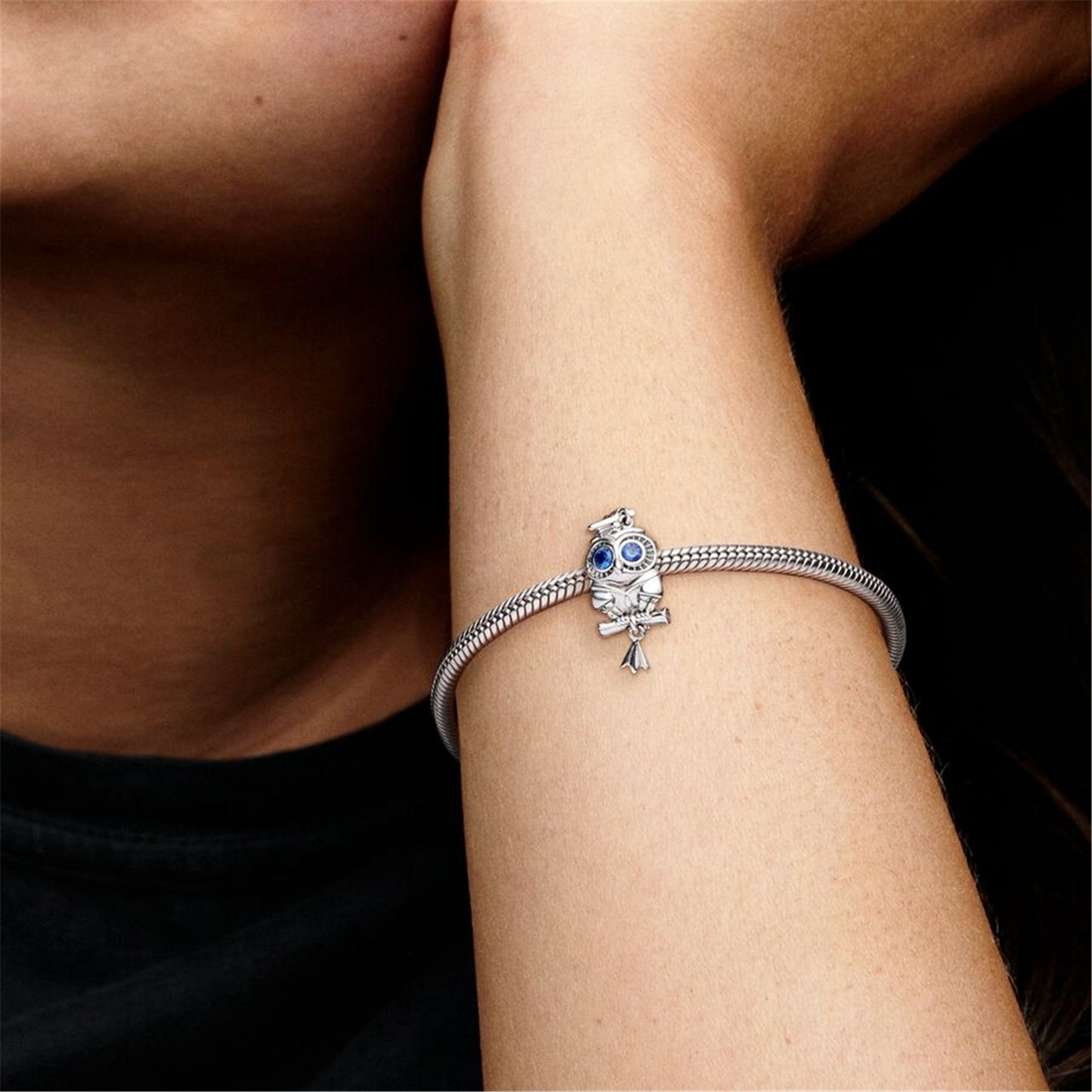 S925 sterling silver Wise Owl Graduation Charm