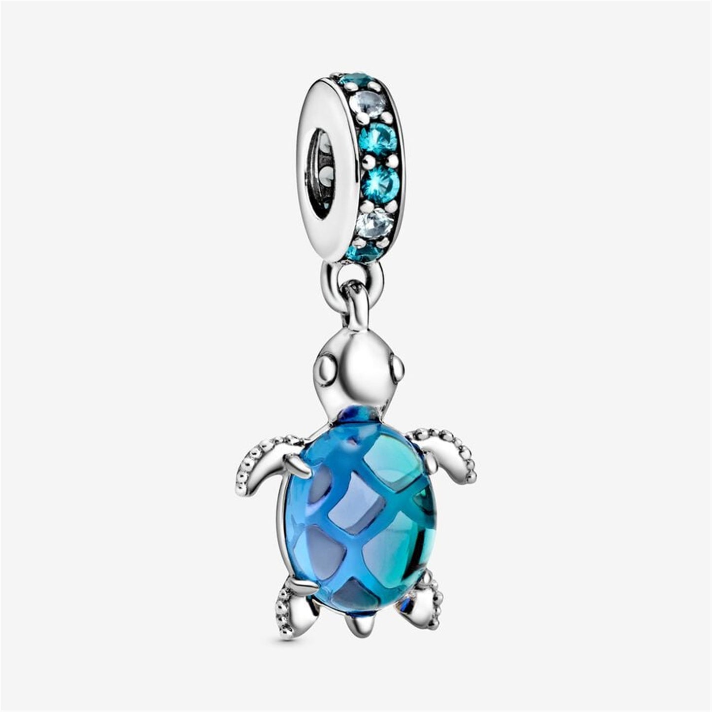 S925 Sterling Silver Murano Glass Sea Turtle Dangle Charm