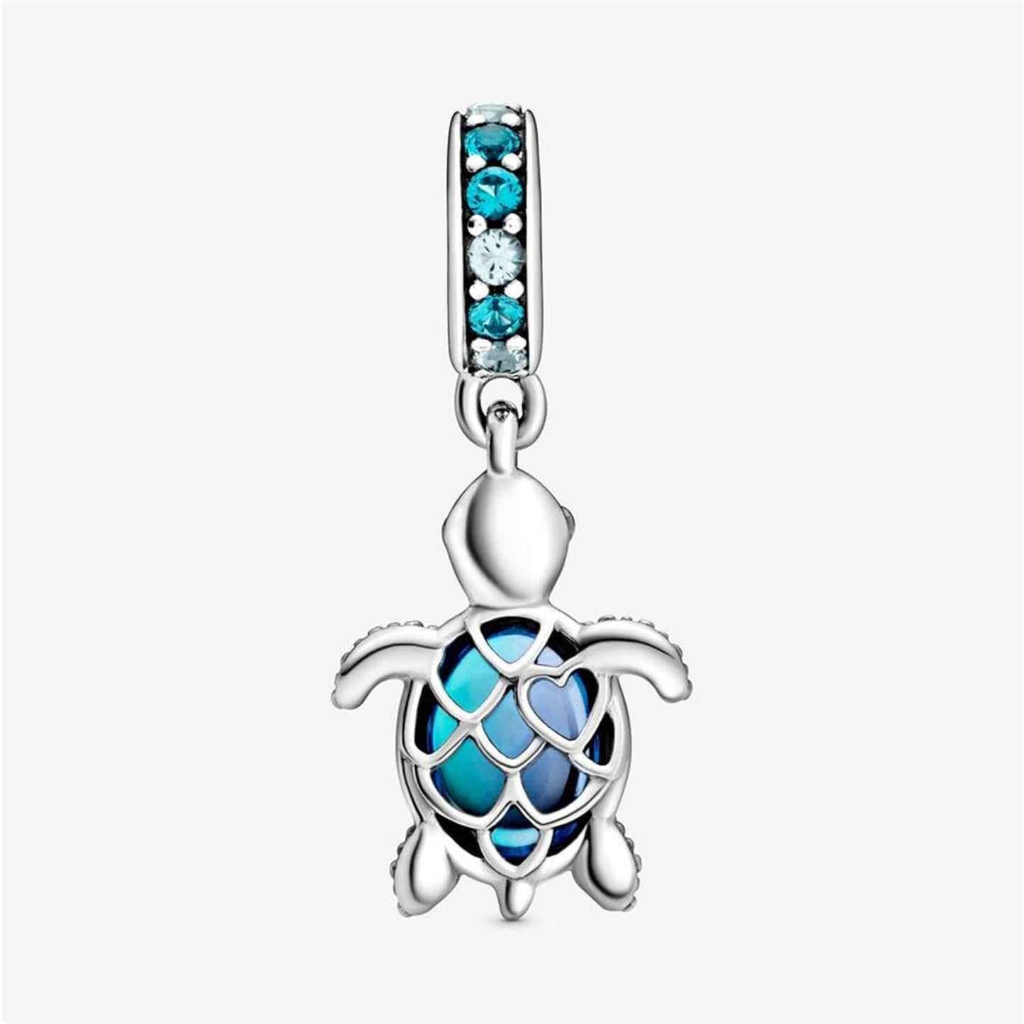 S925 Sterling Silver Murano Glass Sea Turtle Dangle Charm