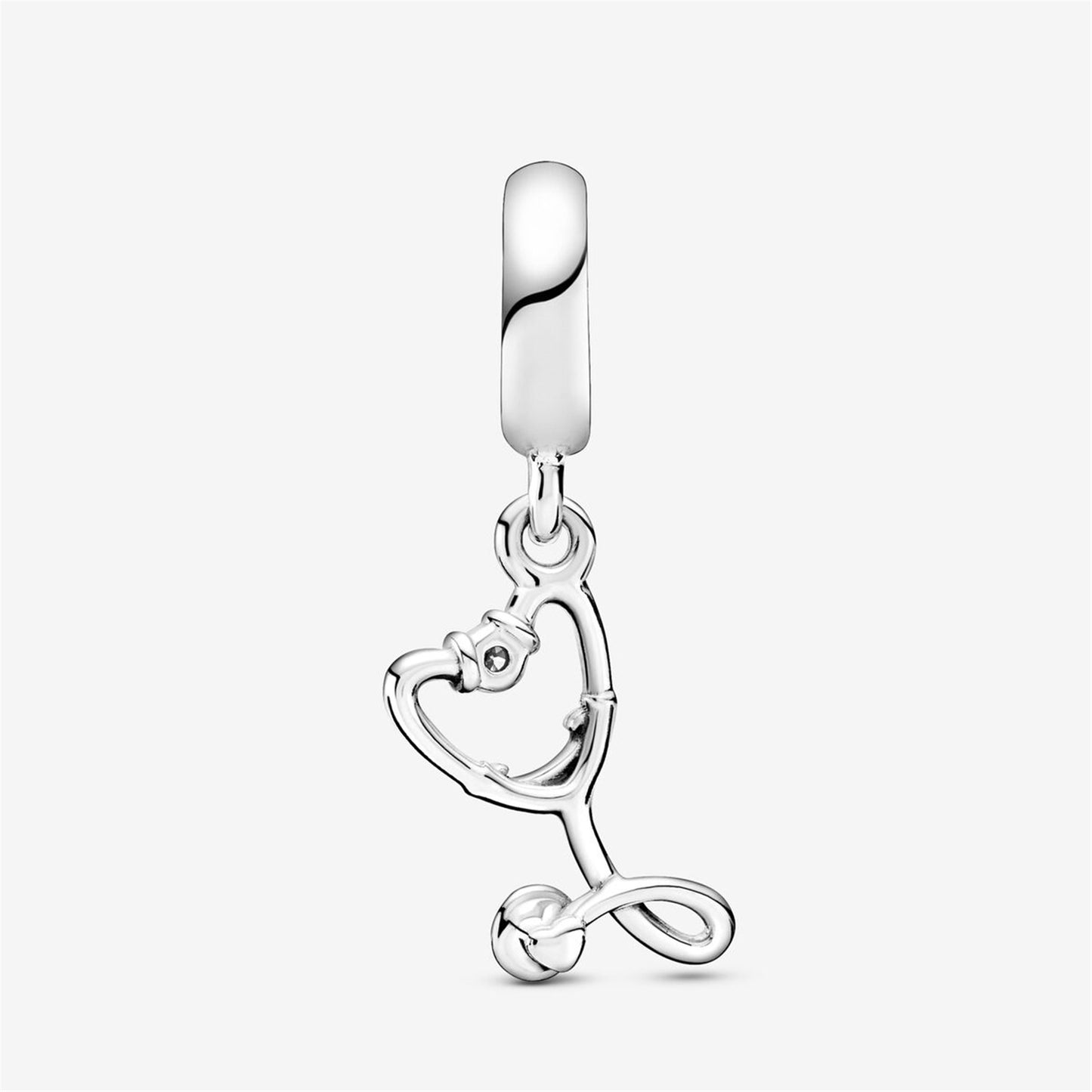 S925 Sterling Silver Stethoscope Heart Dangle Charm