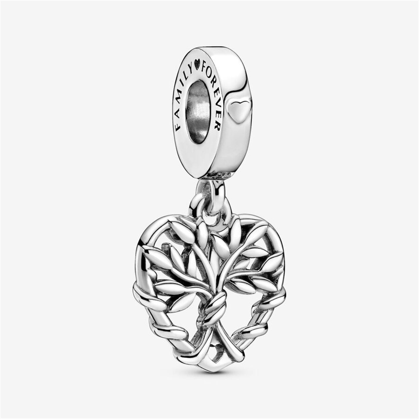S925 Sterling Silver Heart Family Tree Dangle Charm