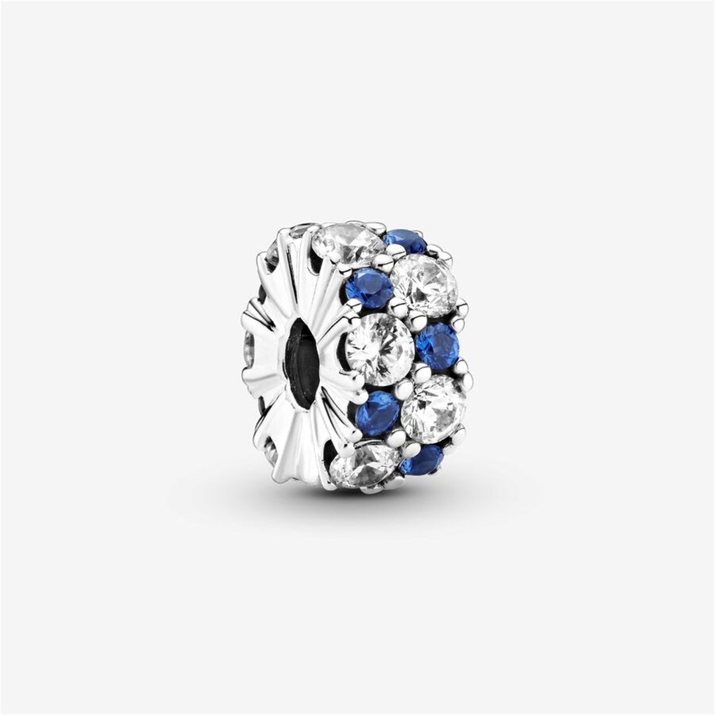 S925 sterling silver Clear & Blue Sparkling Clip Charm