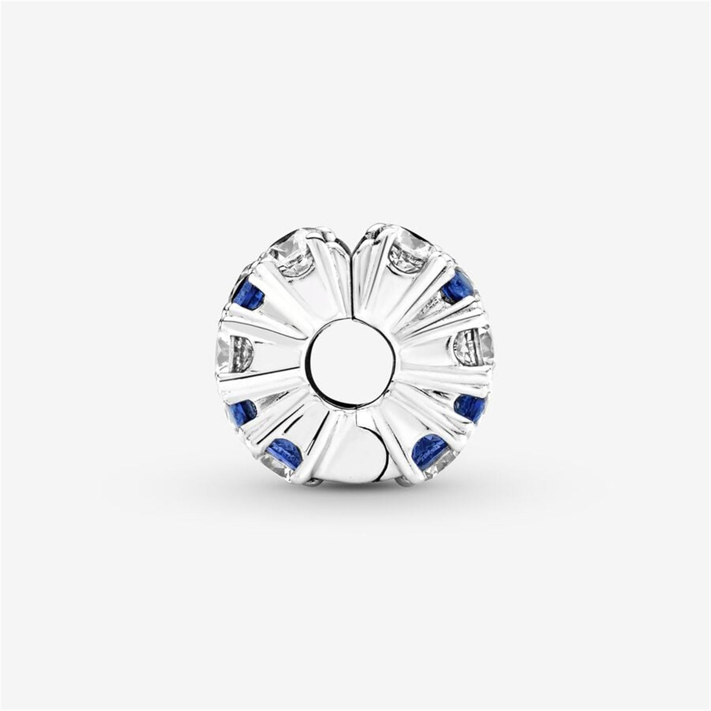 S925 sterling silver Clear & Blue Sparkling Clip Charm