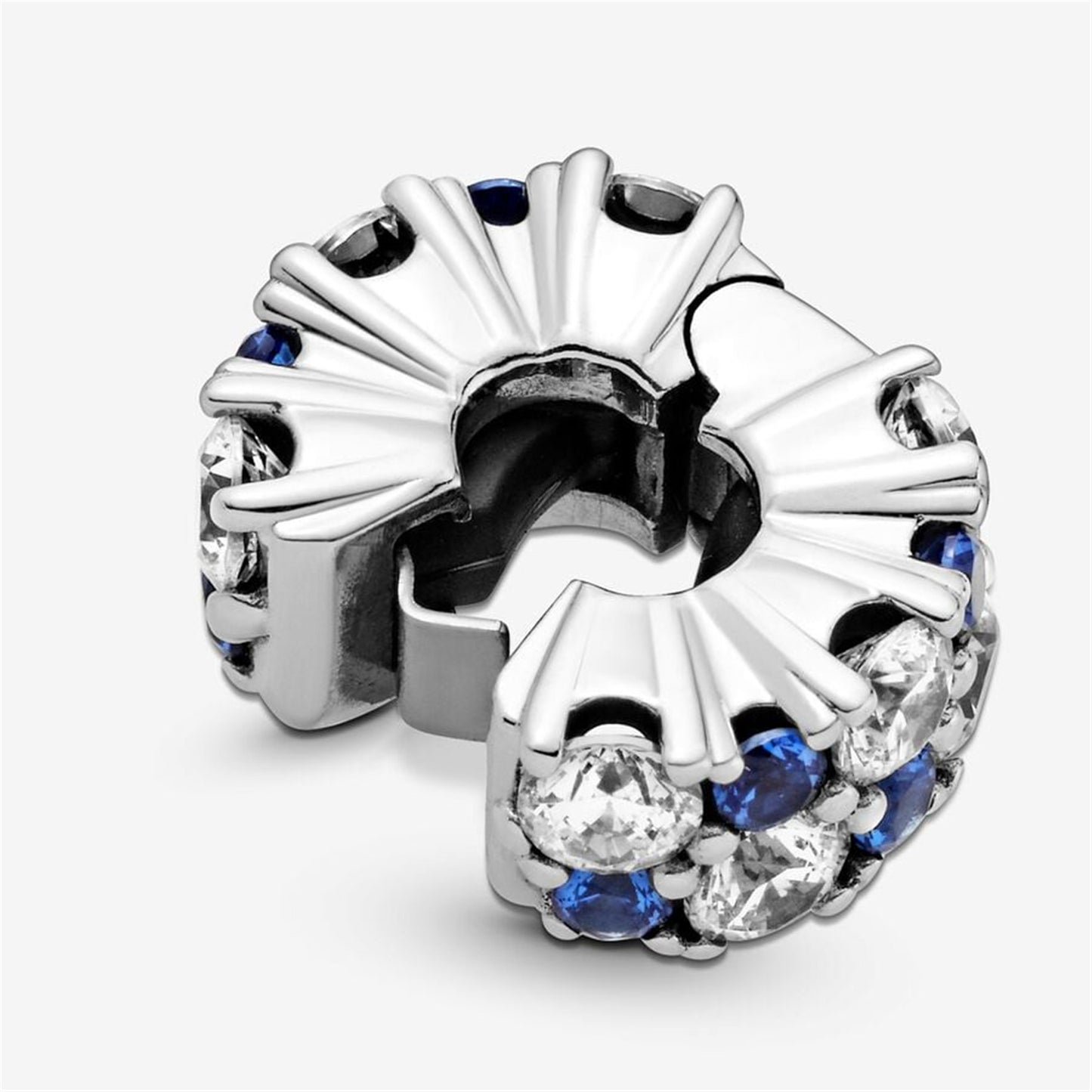 S925 sterling silver Clear & Blue Sparkling Clip Charm