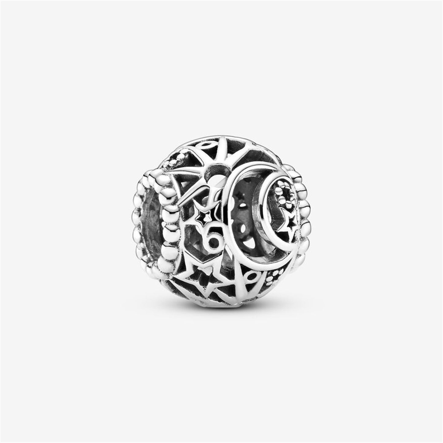 S925 Sterling Silver Openwork Sun, Stars & Moon Charm