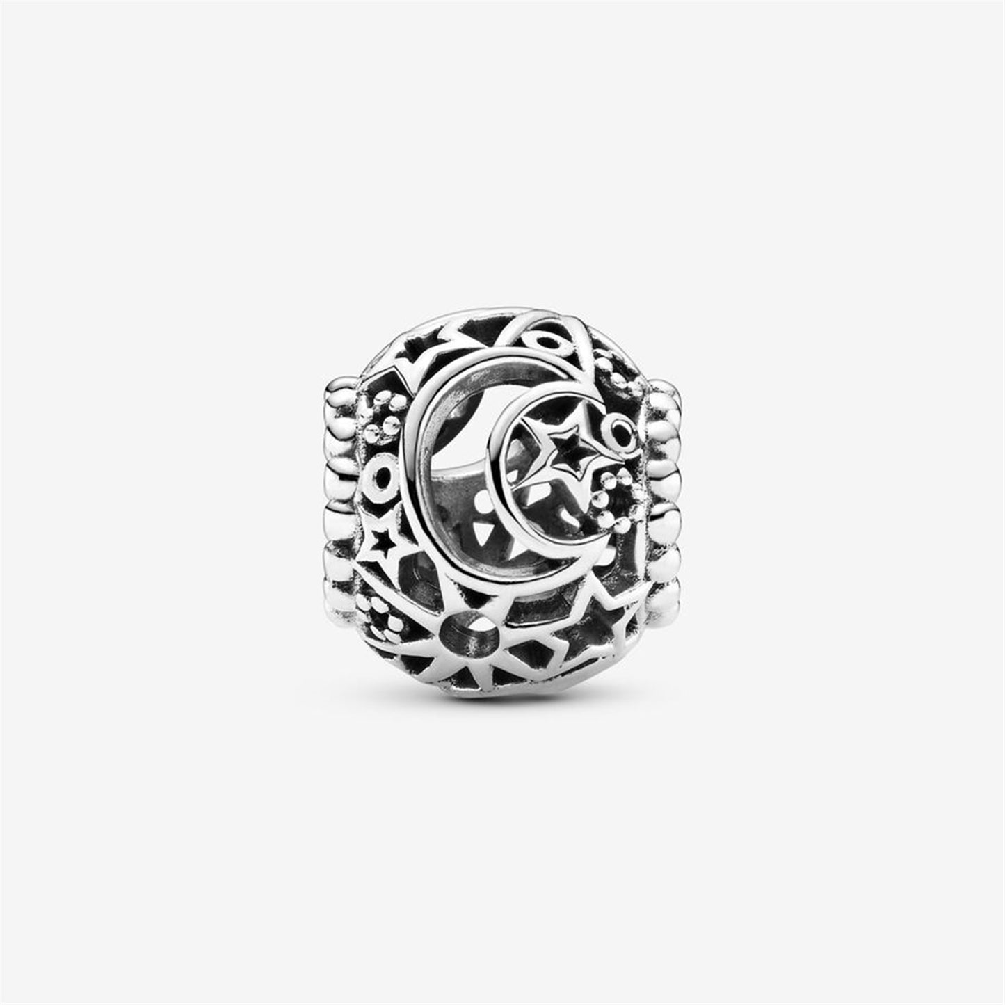 S925 Sterling Silver Openwork Sun, Stars & Moon Charm