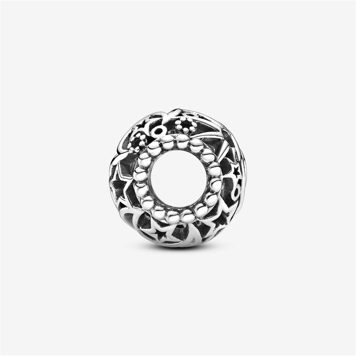 S925 Sterling Silver Openwork Sun, Stars & Moon Charm