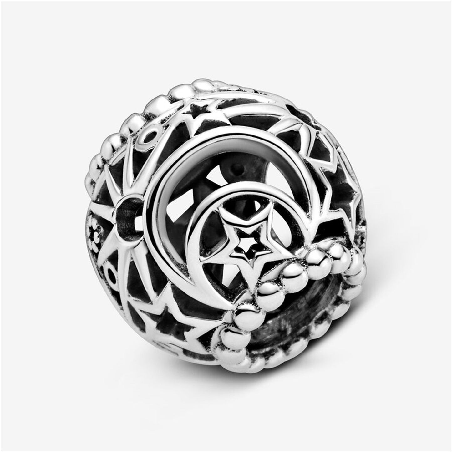 S925 Sterling Silver Openwork Sun, Stars & Moon Charm