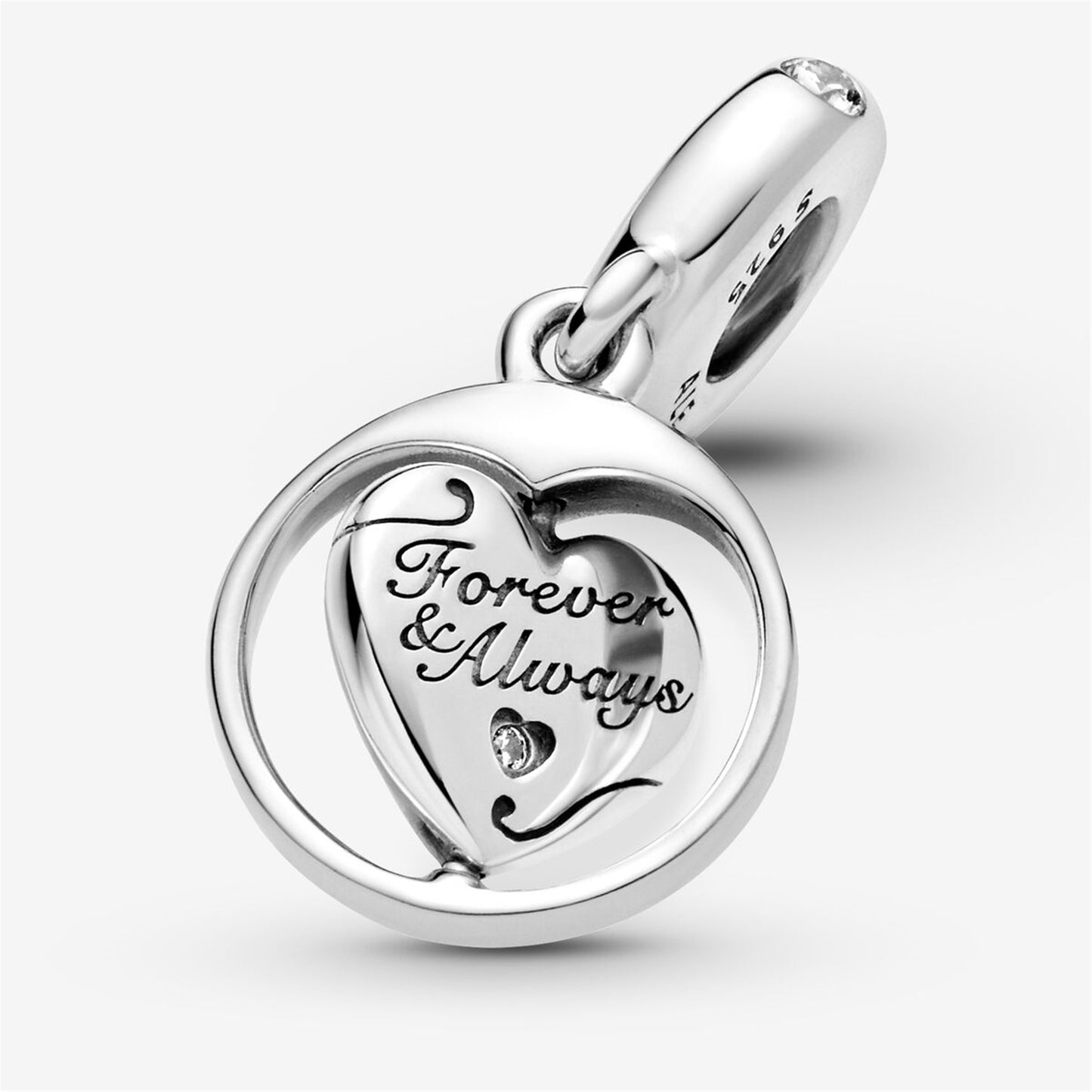 S925 Sterling Silver Spinning Forever & Always Soulmate Dangle Charm