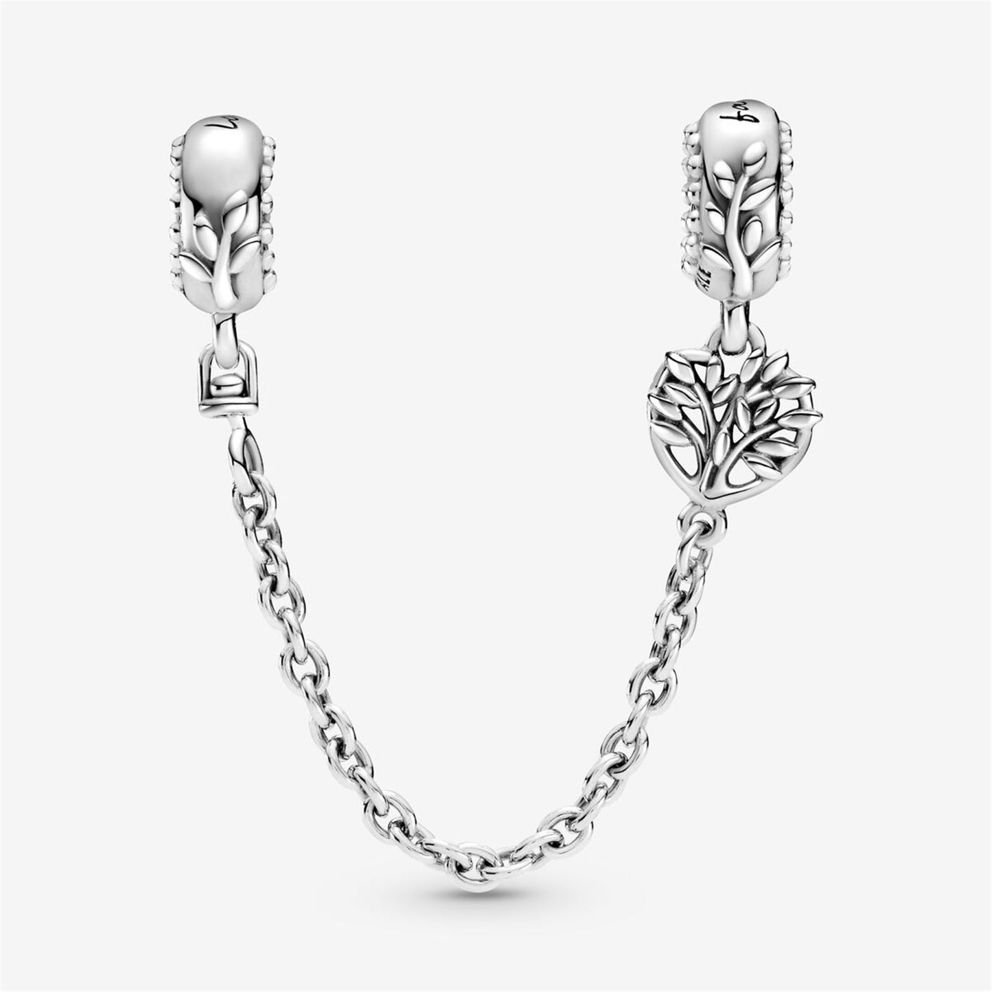 S925 Sterling Silver Heart Family Tree Safety Chain Charm