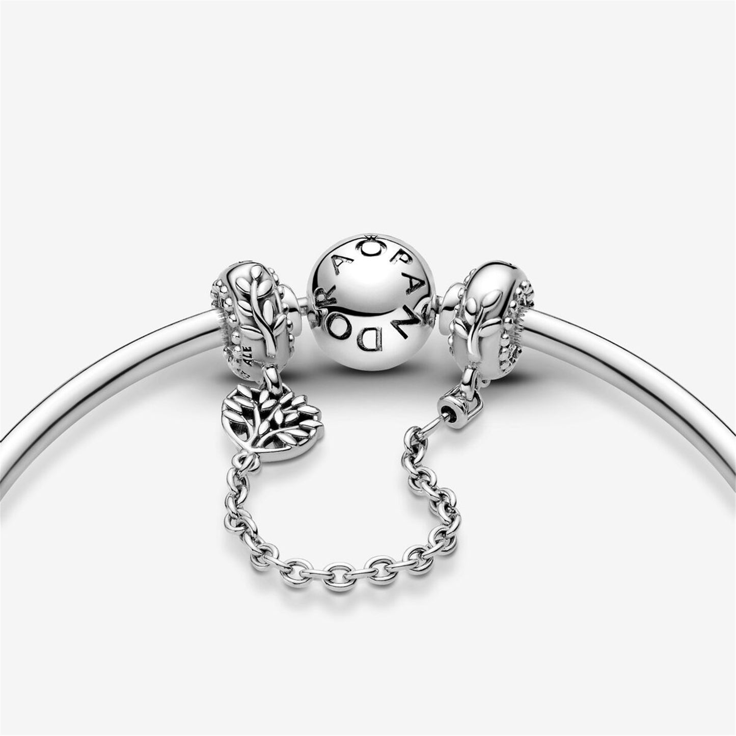 S925 Sterling Silver Heart Family Tree Safety Chain Charm