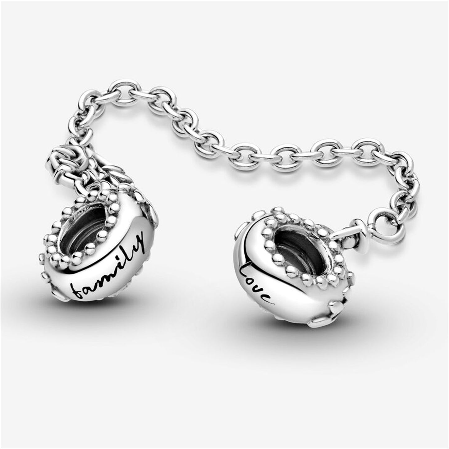 S925 Sterling Silver Heart Family Tree Safety Chain Charm