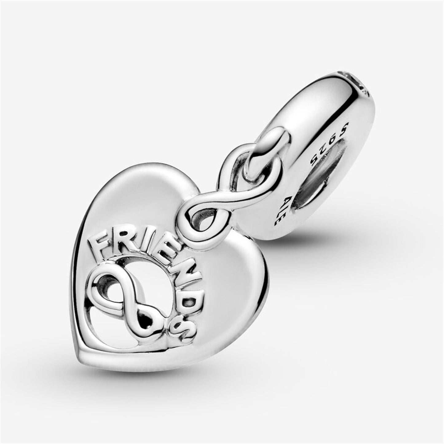 S925 Sterling Silver Friends Forever Heart Dangle Charm