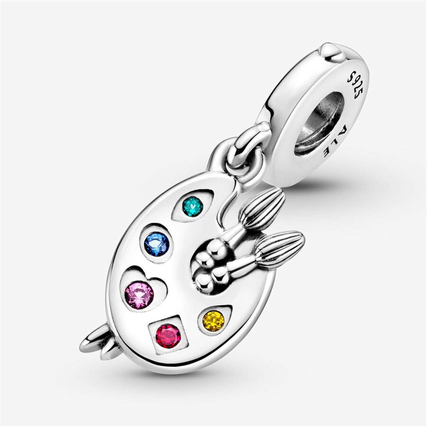 S925 Sterling Silver Artist's Palette Dangle Charm