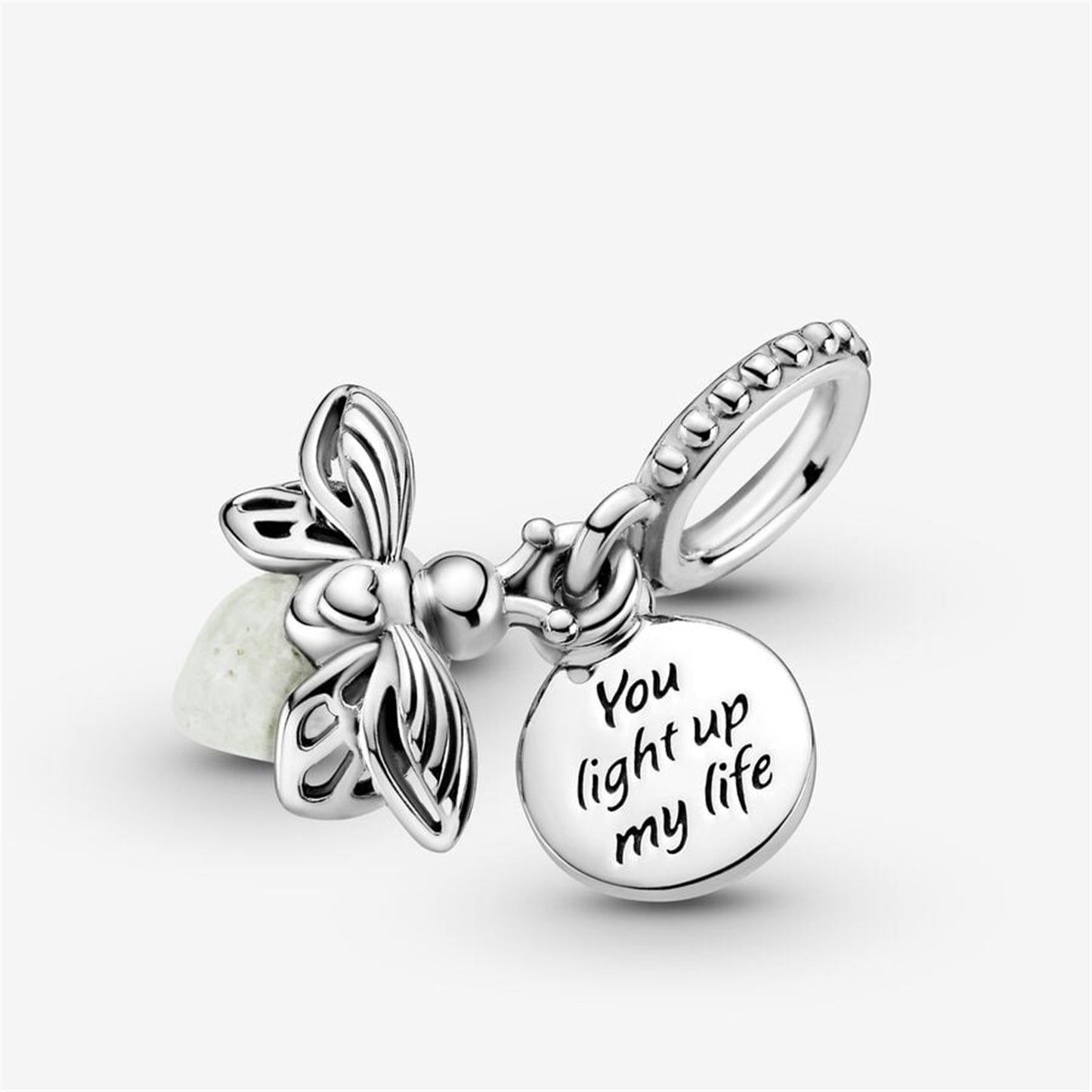 S925 sterling silver Glow-in-the-dark Firefly Dangle Charm