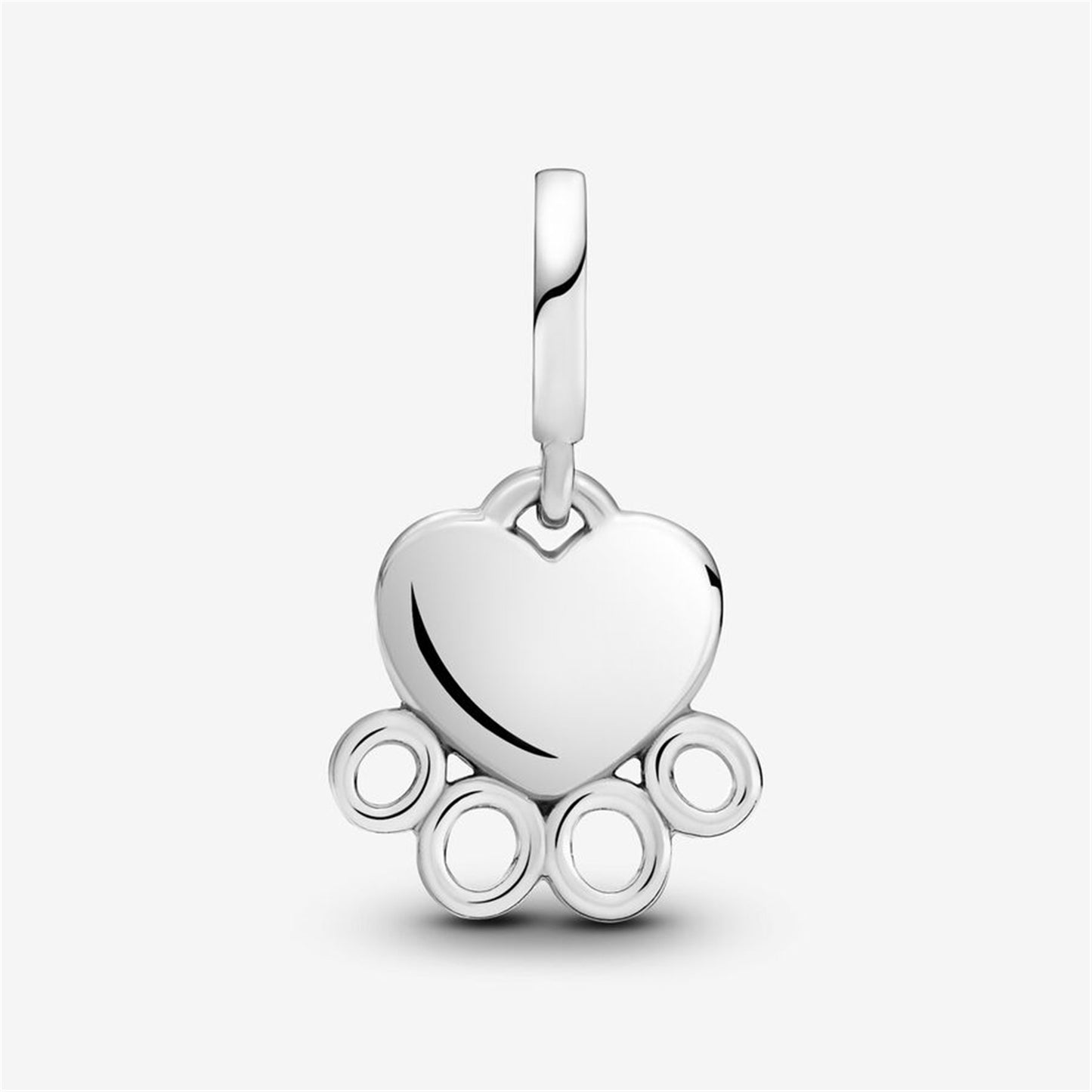 S925 Sterling Silver Hearts & Paw Print Dangle Charm