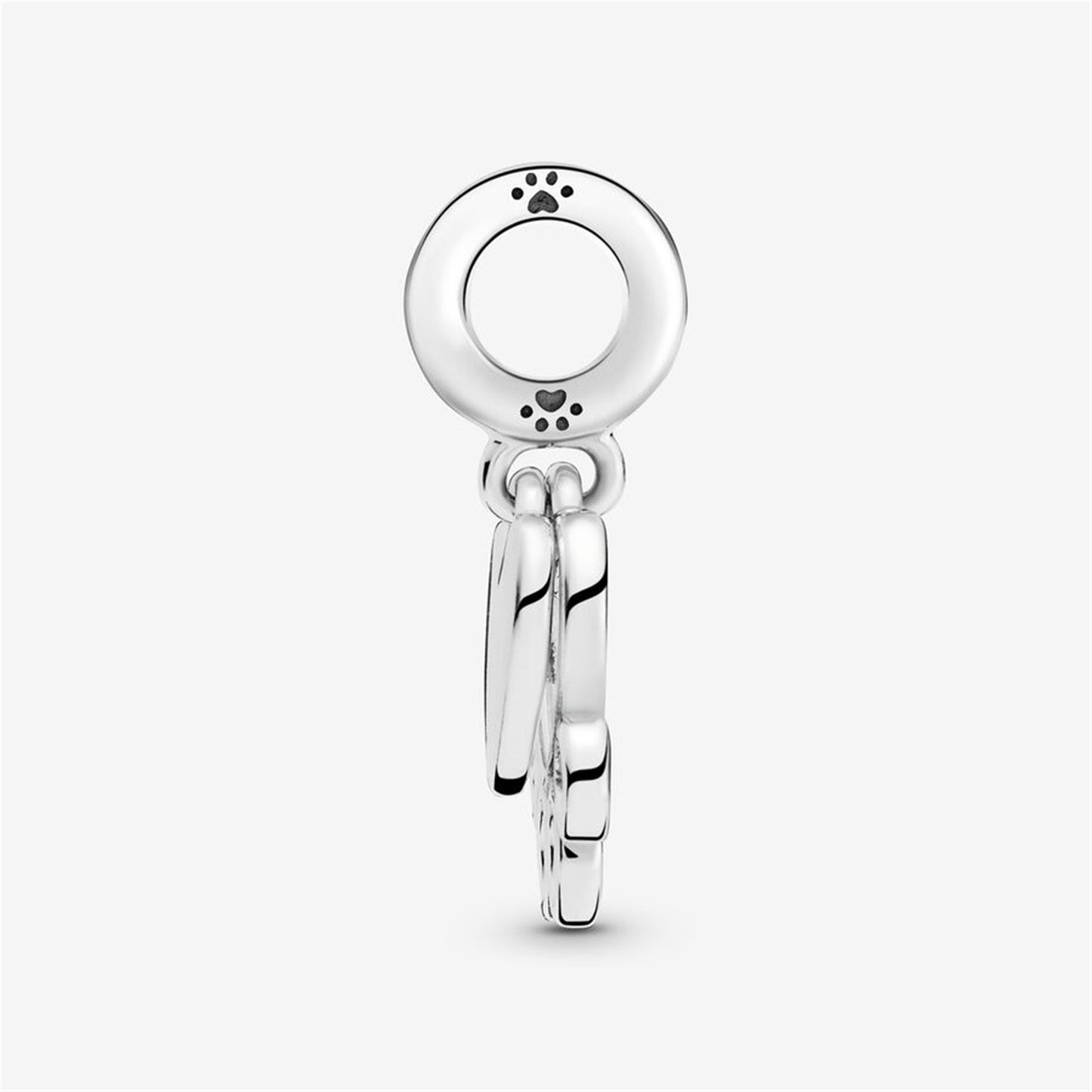 S925 Sterling Silver Hearts & Paw Print Dangle Charm