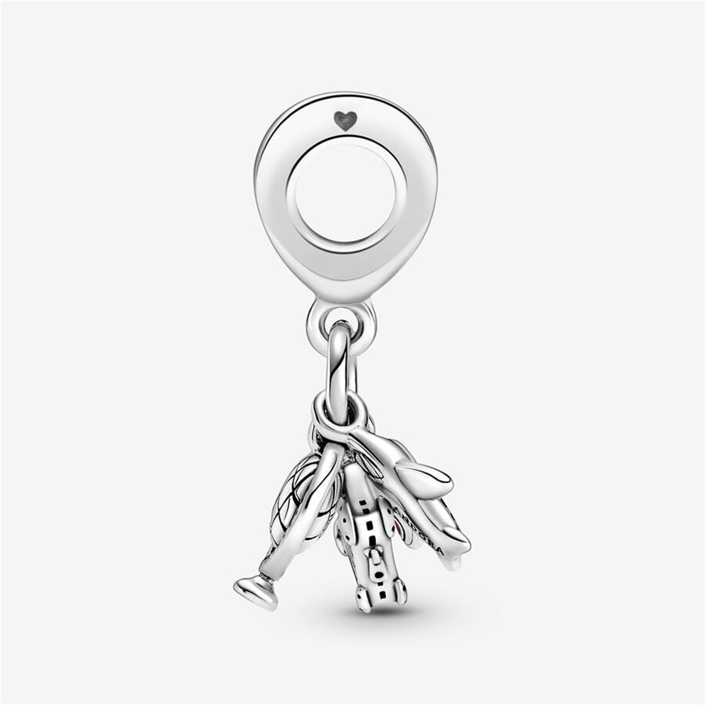 S925 Sterling Silver Airplane, Globe & Suitcase Triple Dangle Charm