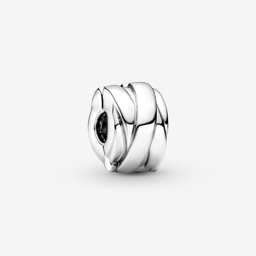 S925 sterling silver Polished Ribbons Clip Charm