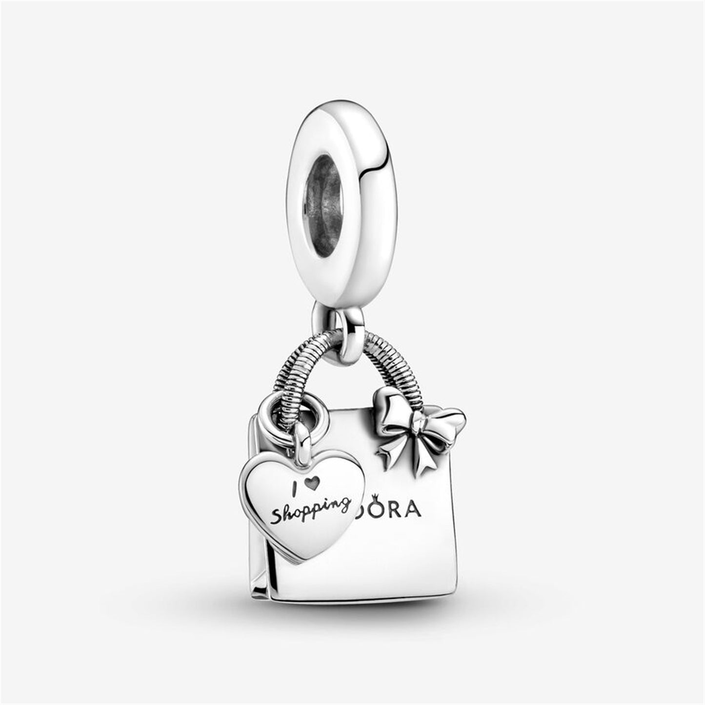 S925 Sterling Silver Shopping Bag Dangle Charm