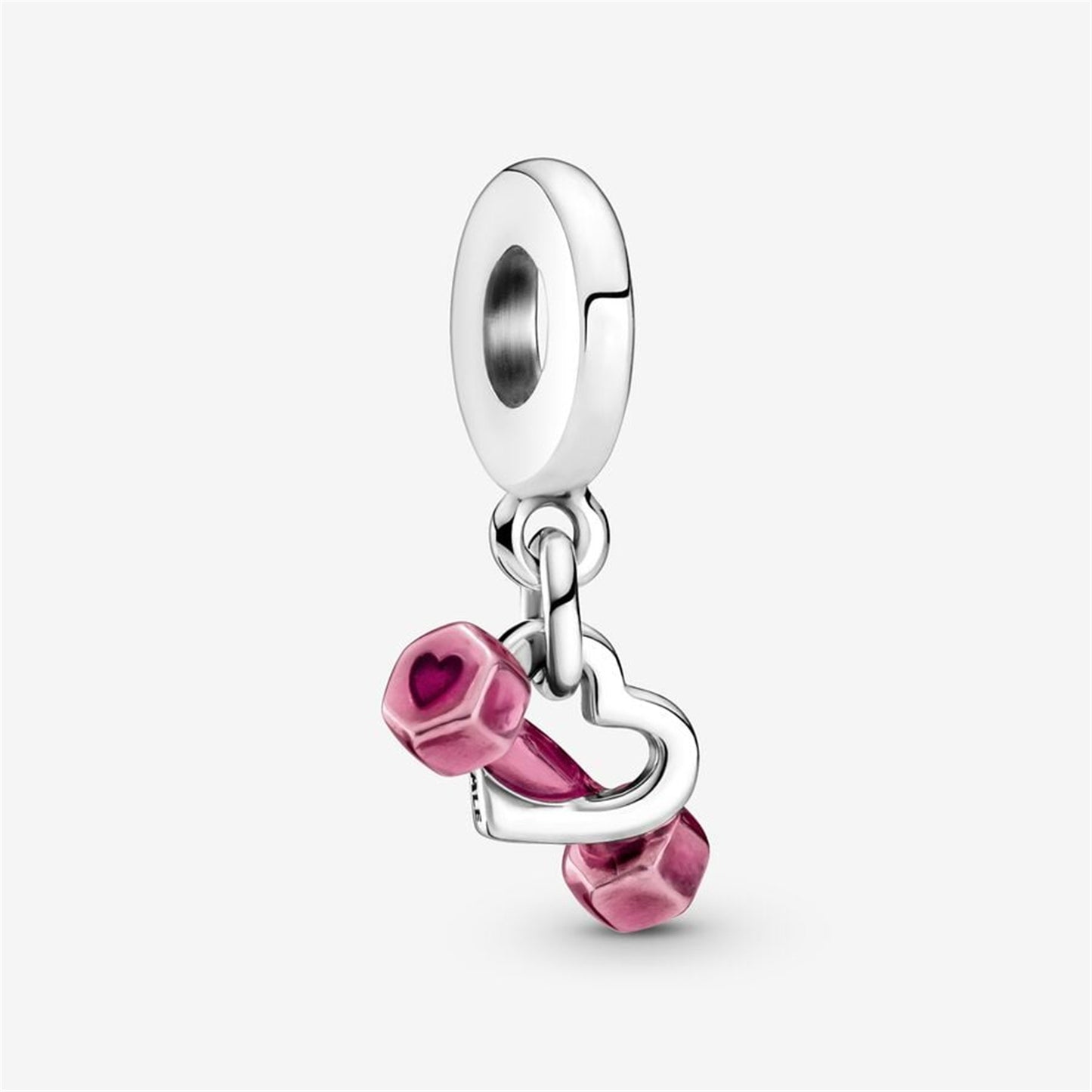 S925 sterling silver Dumbbell & Heart Dangle Charm
