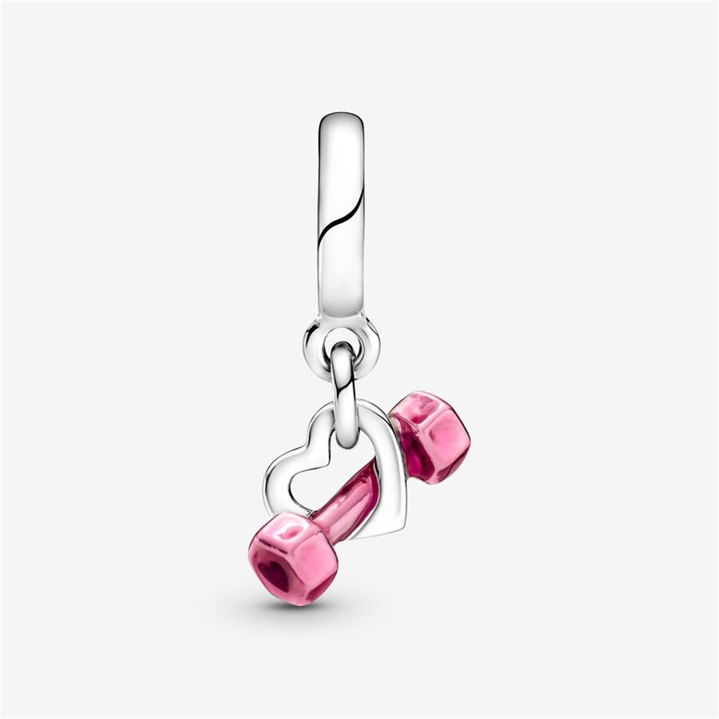 S925 sterling silver Dumbbell & Heart Dangle Charm