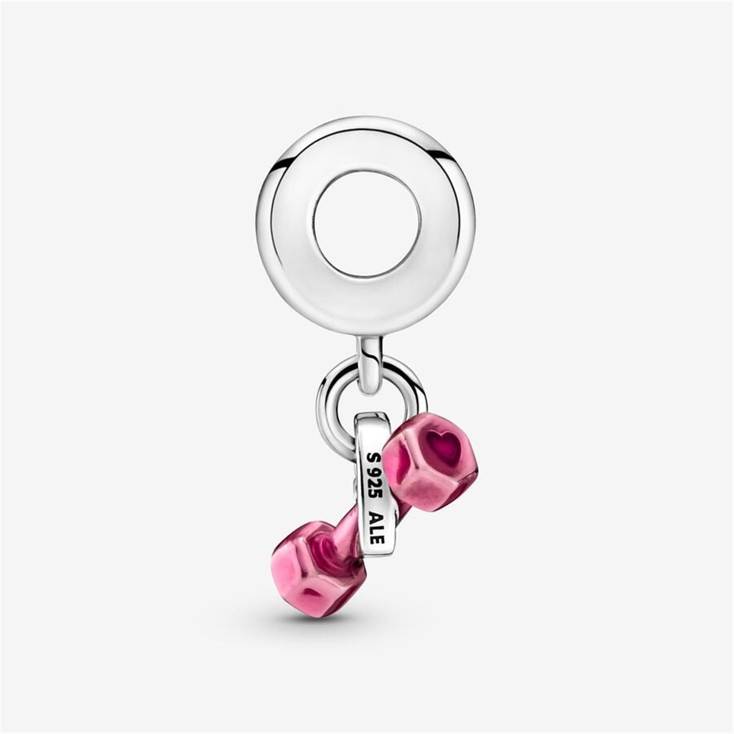 S925 sterling silver Dumbbell & Heart Dangle Charm