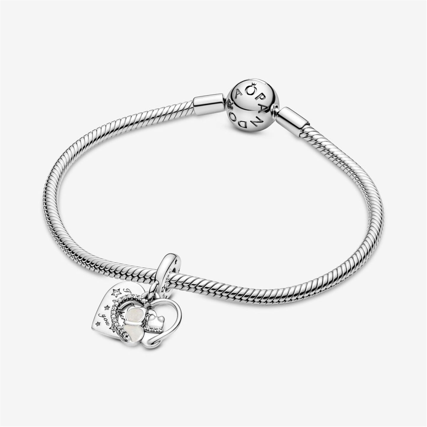 S925 Sterling Silver Cats & Hearts Dangle Charm