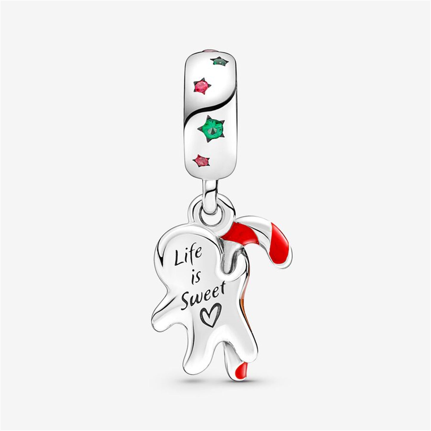 S925 Sterling Silver Gingerbread Man Dangle Charm