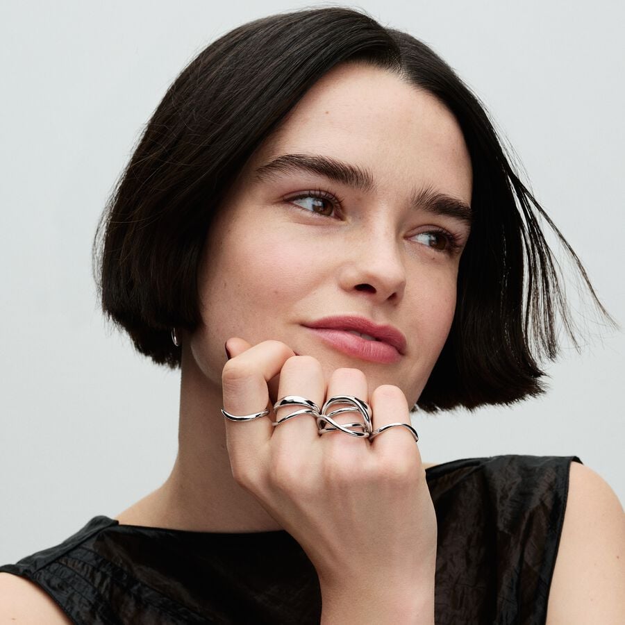 S925 Sterling Silver Organically Shaped Stacking Rings